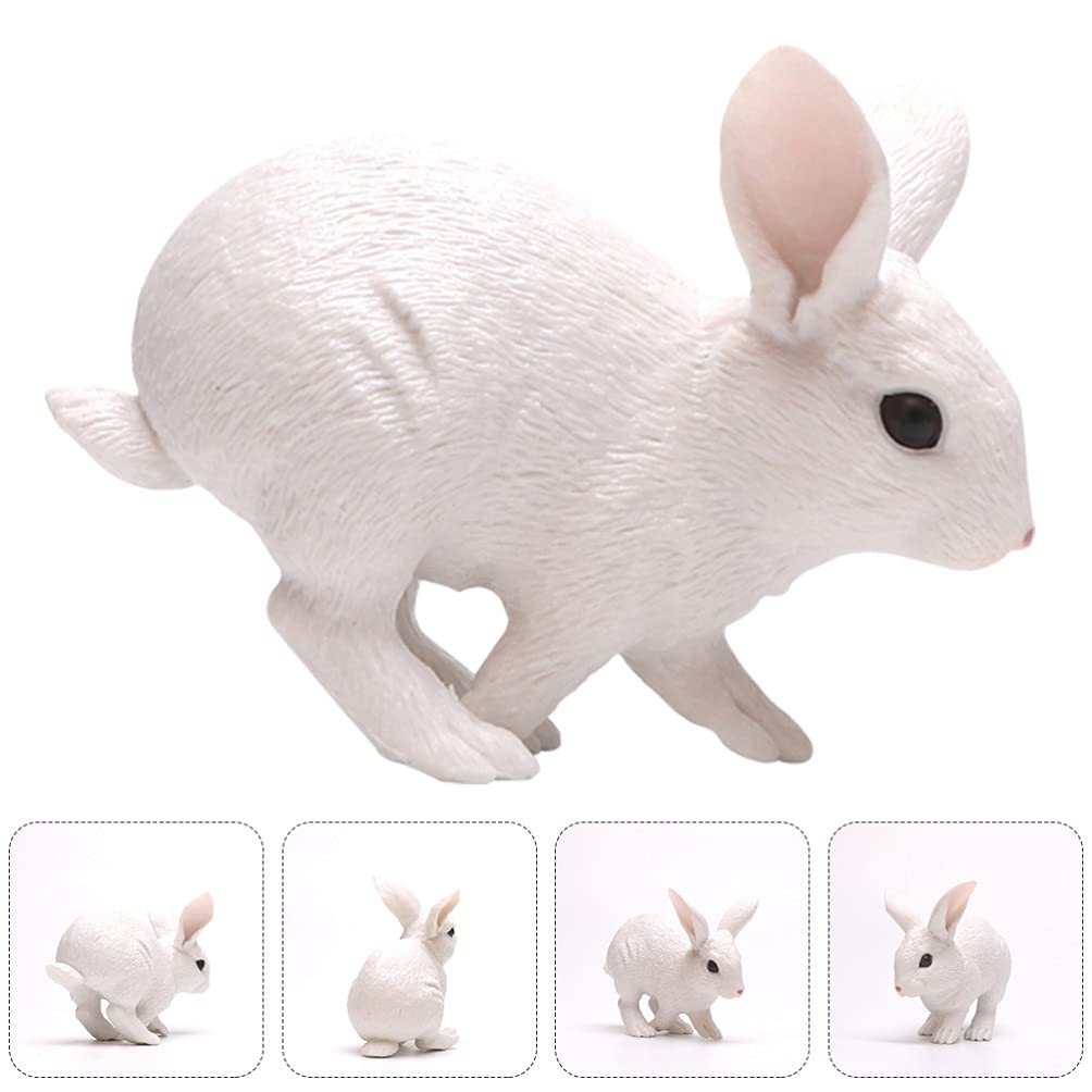 White Easter Bunny Figurine - Rustic Spring Table Decor, Faux Fur Rabbit Statue for Easter Party Centerpieces, Garden Ornaments | Perfect for Easter Celebrations, Home Decor, and Spring Table Settings