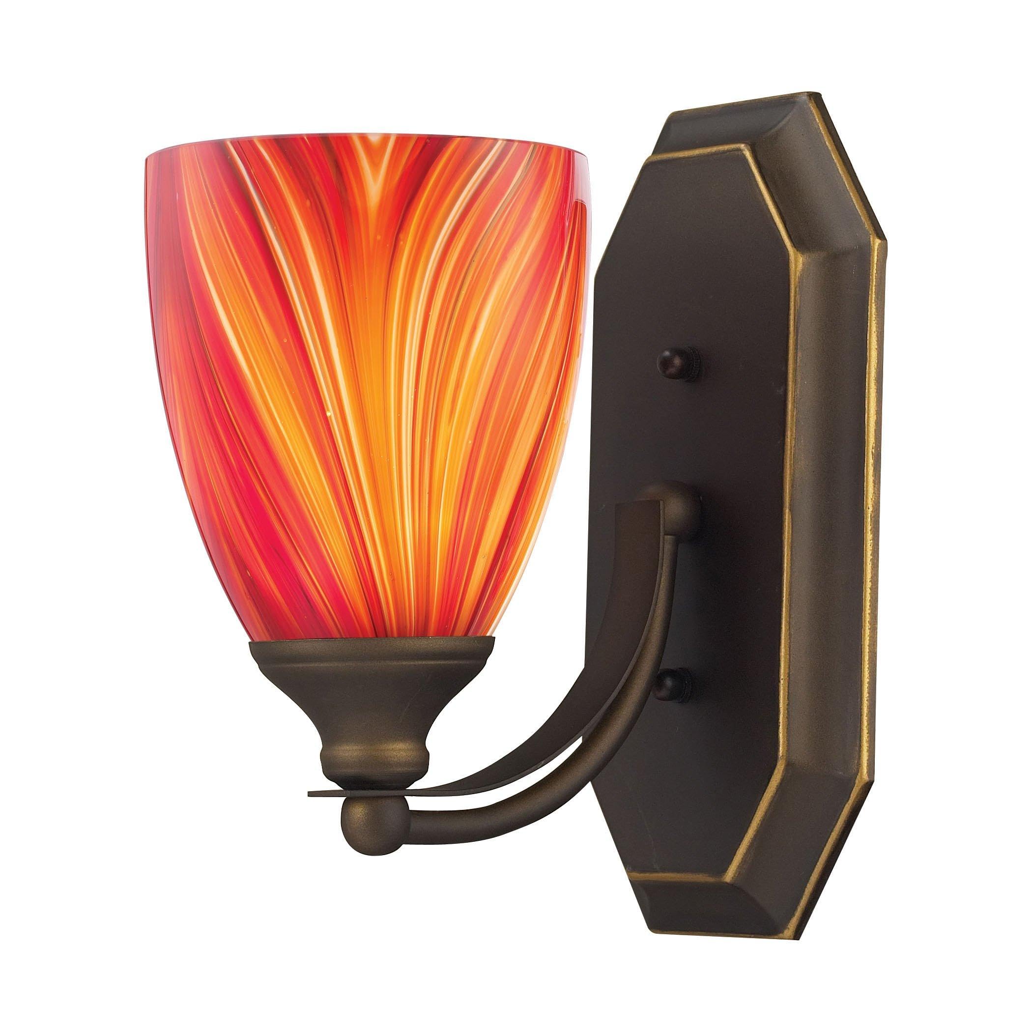 Aged Bronze Multi-Glass LED Vanity Light - 800 Lumens (60W Equivalent) with Full Range Dimming, Replaceable LED Bulb (120V) - Perfect for Bathroom Makeup Mirror Lighting and Bedroom Dressing Area