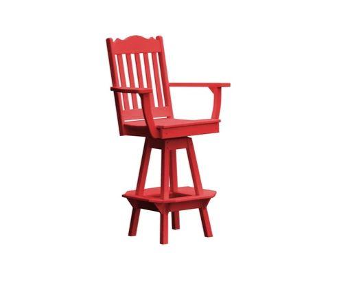 A & L Furniture Royal Swivel Bar Chair with Arms - Modern Counter Height Stool for Kitchen Island, Home Bar & Dining Room - Comfortable Upholstered Seat with 360° Rotation