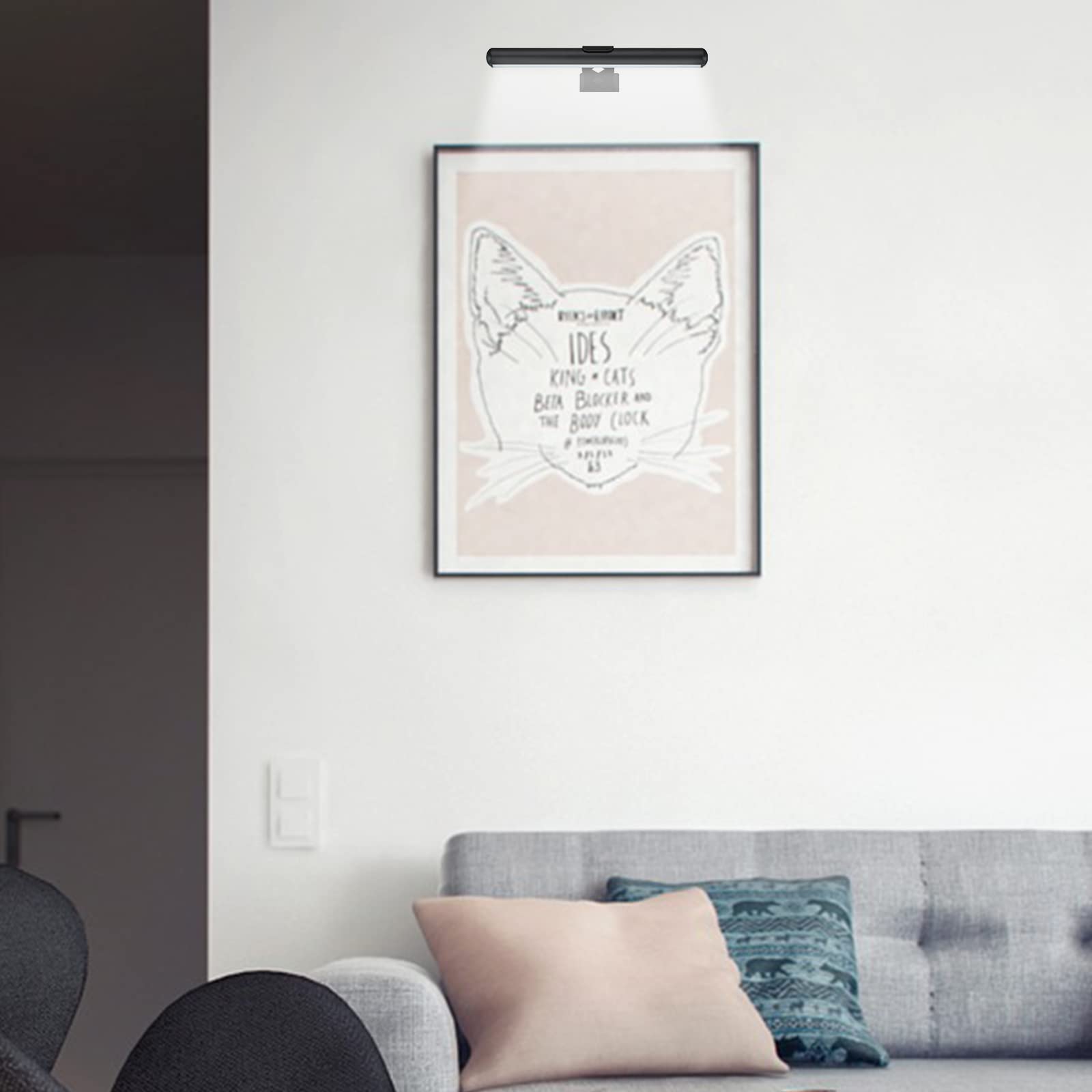 Rechargeable Battery Operated LED Picture Light with Remote - 13 Inch Dimmable Art Display Light for Paintings, Photos & Dartboards | Perfect for Home Galleries, Museums & Office Decor