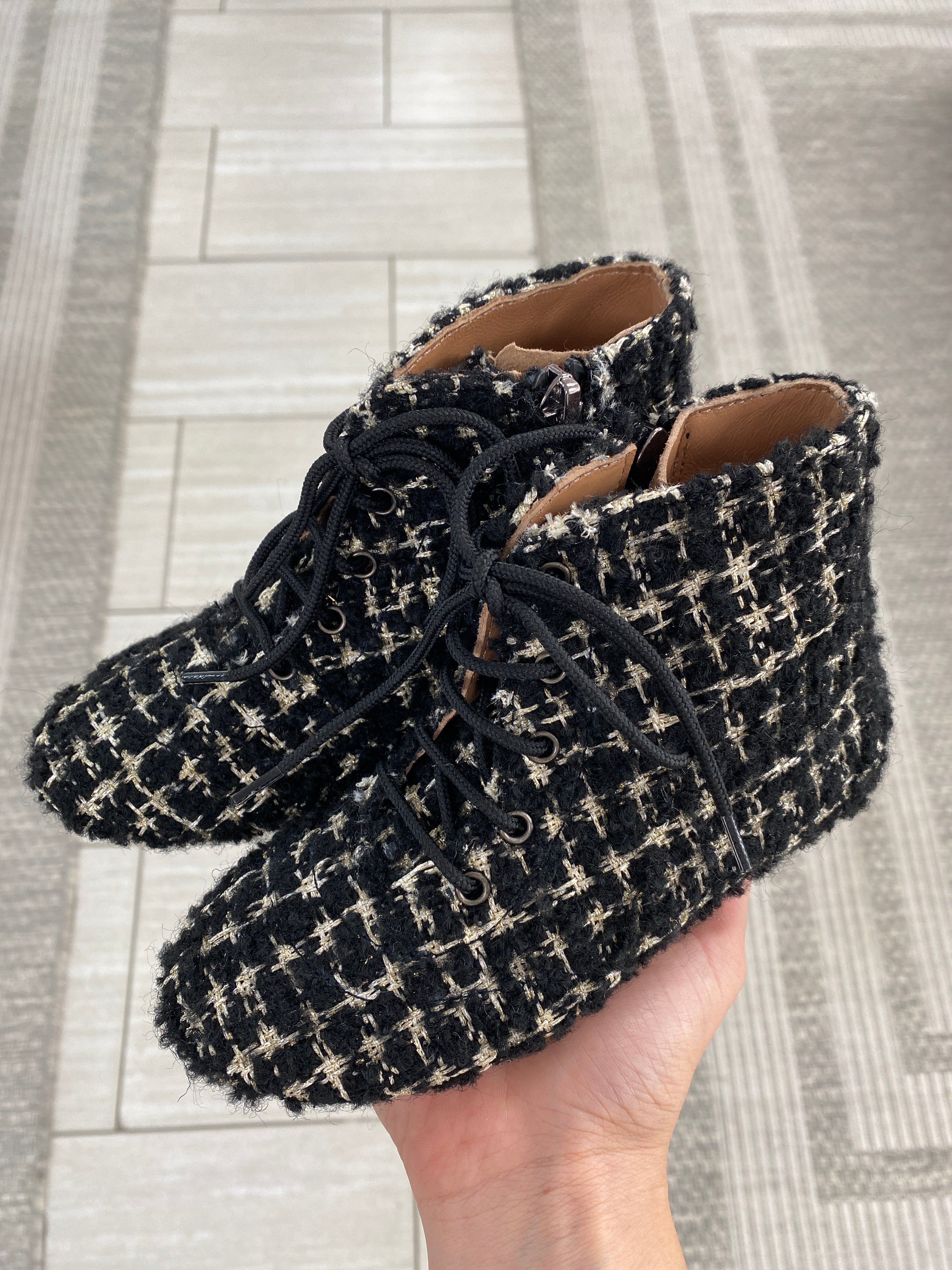 Papanatas Tweed Bootie - Stylish Women's Ankle Boots for Fall & Winter | Comfortable & Fashionable Footwear for Casual Outfits, Office Wear & Date Nights