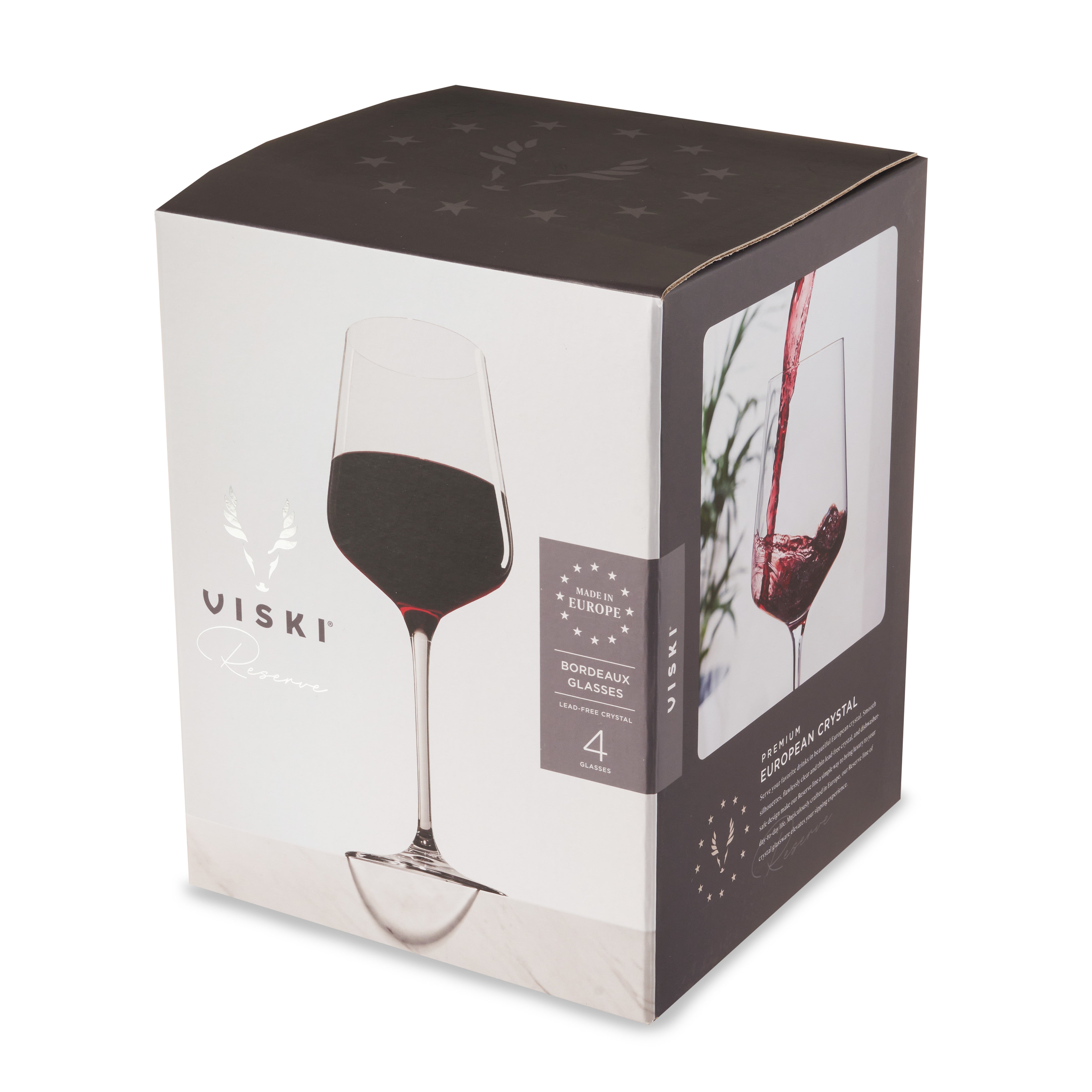 Premium Inez Crystal Bordeaux Wine Glasses Set of 4 - Elegant Stemware for Red Wine, Dinner Parties & Formal Entertaining