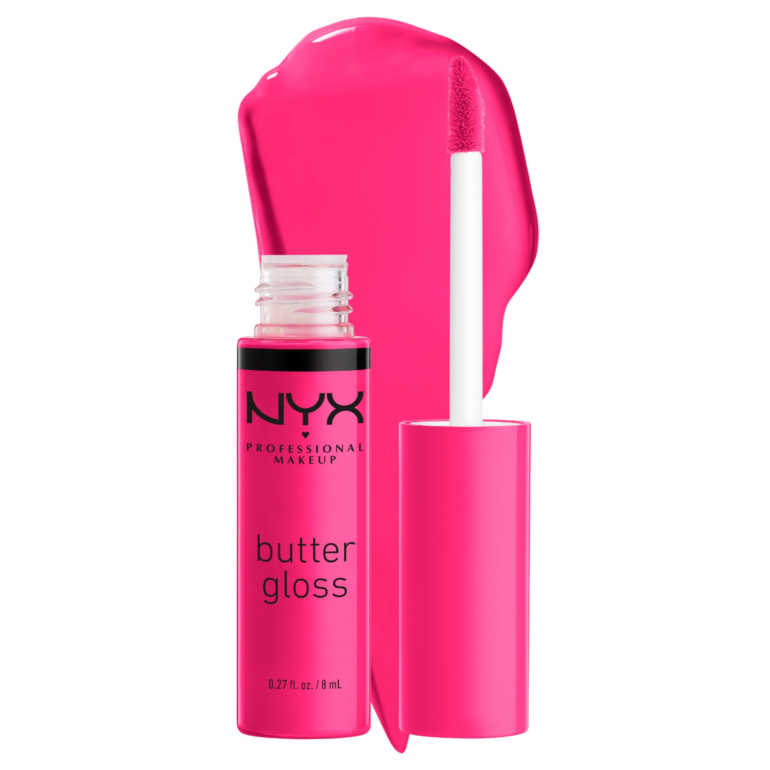 NYX Professional Makeup Butter Gloss - Non-Sticky Lip Gloss in Summer Fruit (Hot Pink) | Hydrating & Shiny Lip Color for Everyday Wear, Date Night & Special Occasions