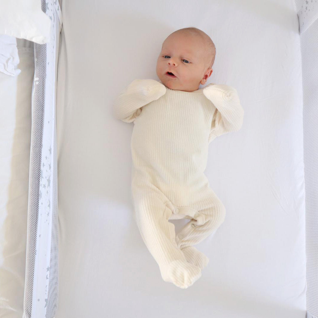 Organic Bamboo Fitted Crib Sheet for Baby Bassinet & Bedside Sleeper - Soft Jersey Knit, Breathable & Hypoallergenic - Perfect for Nursery, Co-Sleeping & Travel