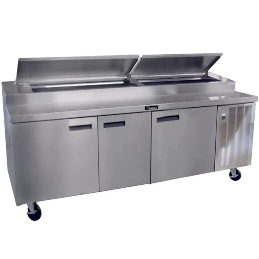 Garland Delfield 91 Commercial Refrigerated Pizza Prep Table - 3 Solid Door Stainless Steel Workstation for Pizzerias, Restaurants & Catering Businesses