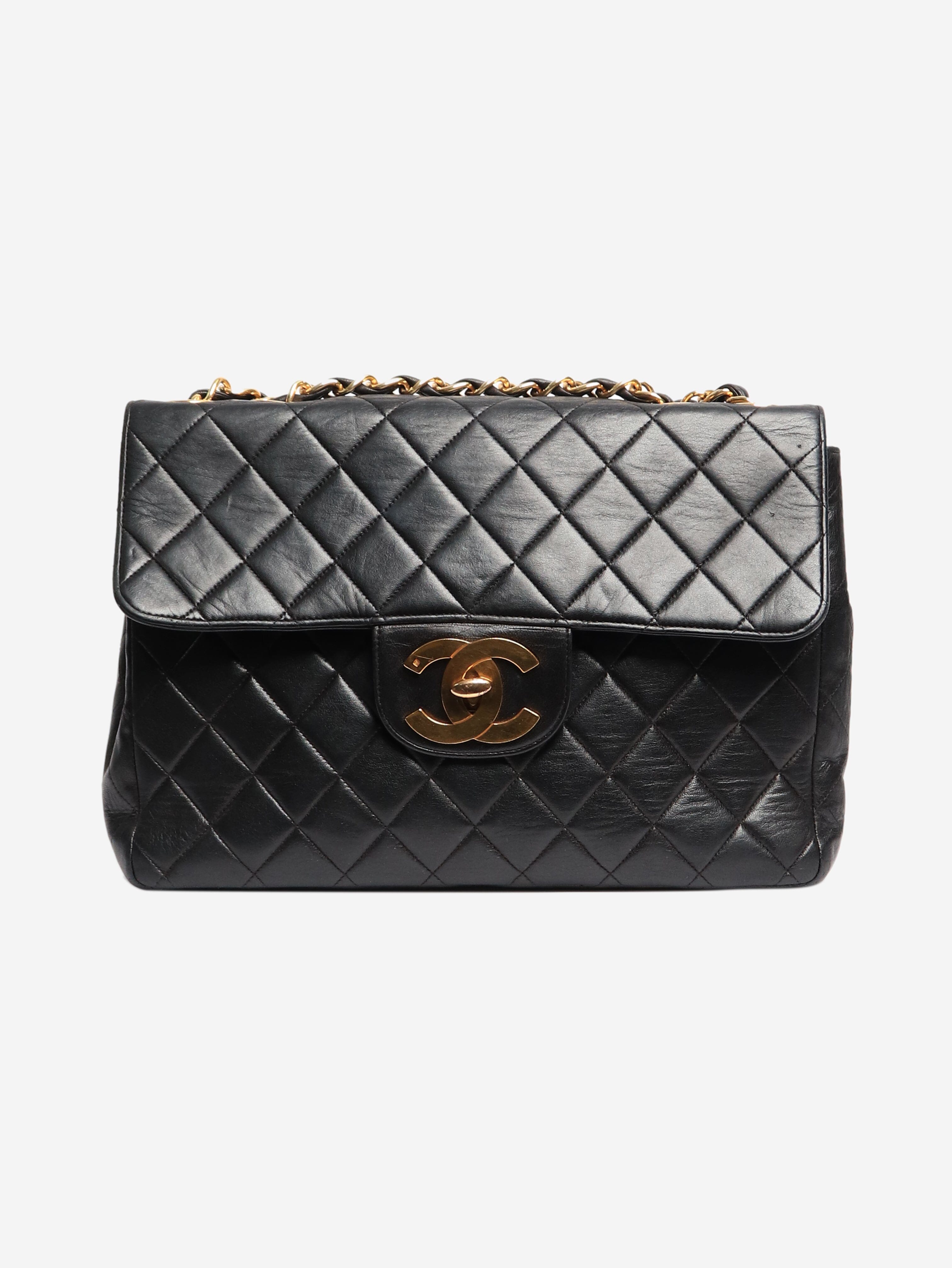 Vintage Black Large Lambskin Classic Single Flap Shoulder Bag for Women | Elegant Everyday Purse & Work Tote | Perfect for Office, Shopping & Travel