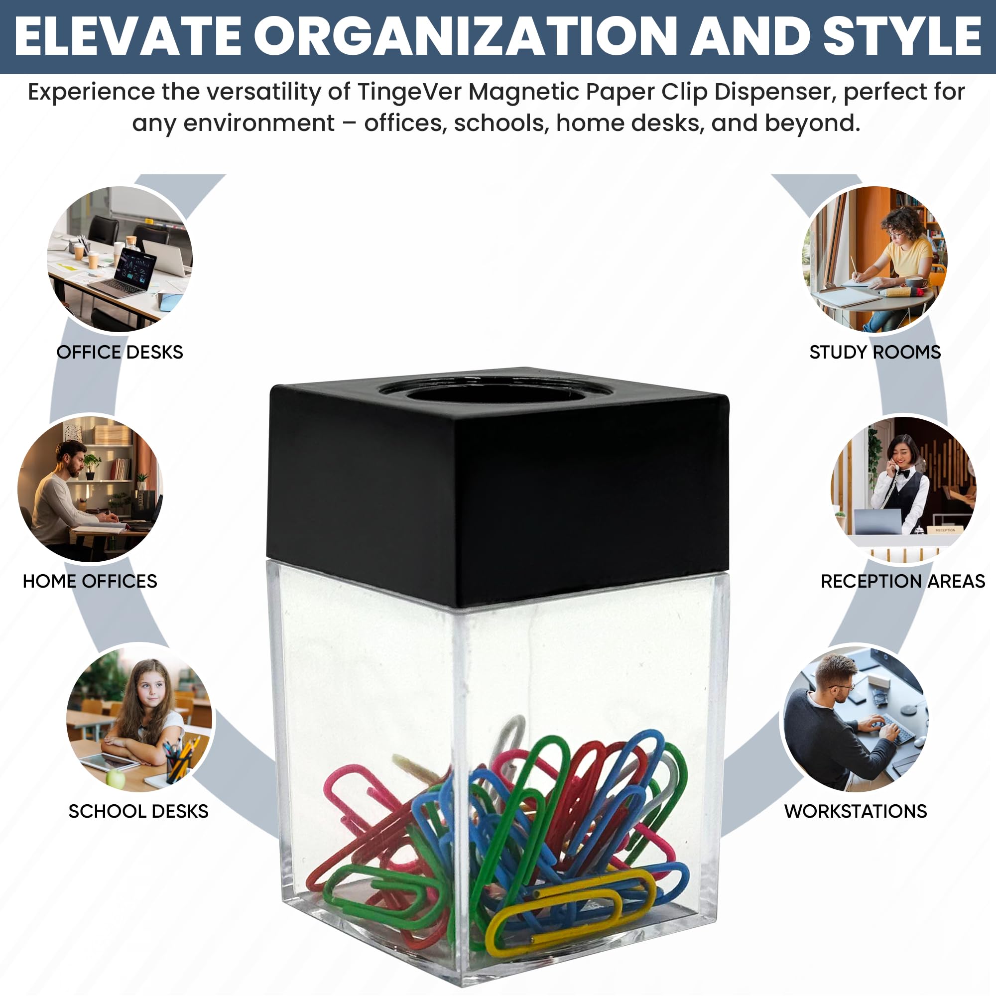 Magnetic Paper Clip Holder for Desk - 4 Pack with 100 Clips Included, Holds Up to 150 Clips | Office Organization & School Supplies for Paper Management