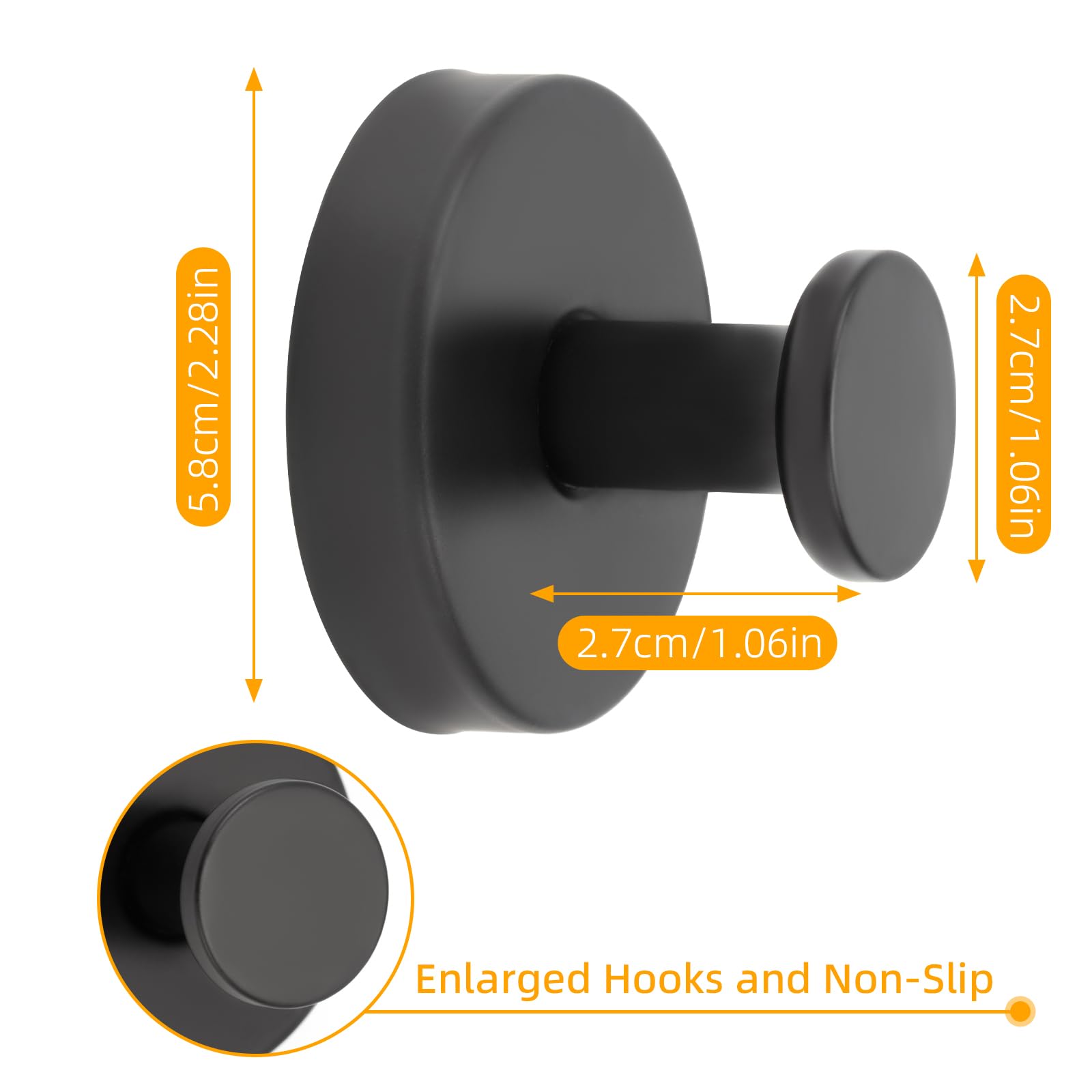 2PCS Shower Hooks with Strong Suction Cups - Heavy Duty Adhesive Bathroom Hooks for Towels, Robes & Accessories - Black Shower Organizer for Bath, Kitchen & Window Use