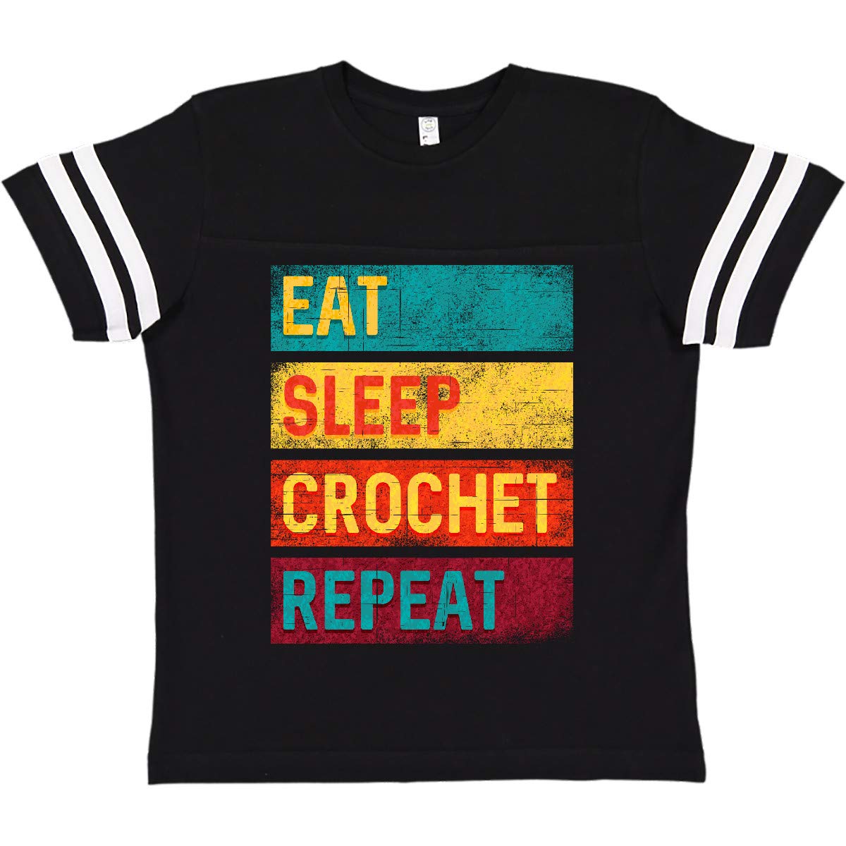 Inktastic Crocheting Eat Sleep Crochet Repeat Youth T-Shirt - Fun Graphic Tee for Knitting Lovers, Perfect Gift for Crochet Enthusiasts - Great for Crafting, Relaxing & Casual Wear