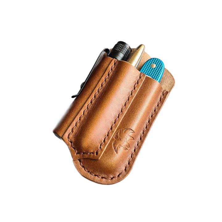 Handmade Leather EDC Pocket Organizer - Premium Leather Wallet for Men & Women - Black with Red Stitching - Perfect for Credit Cards, Cash & Everyday Carry Essentials