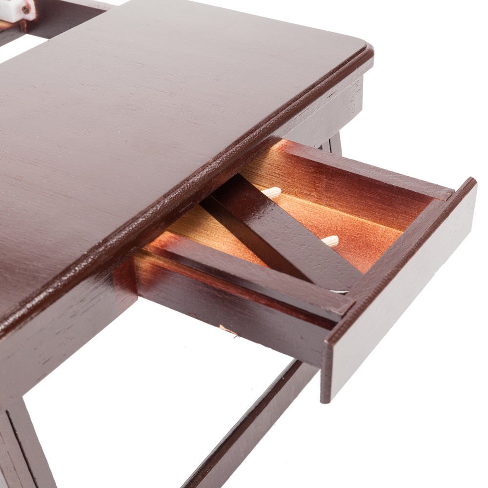 Adjustable Bamboo Lap Desk with Side Drawer - Portable Folding Laptop Tray for Breakfast in Bed, Home Office & Study - Multi-Functional Workstation with Cup Holder & Storage Space - Retro Design for Comfortable Reading & Working