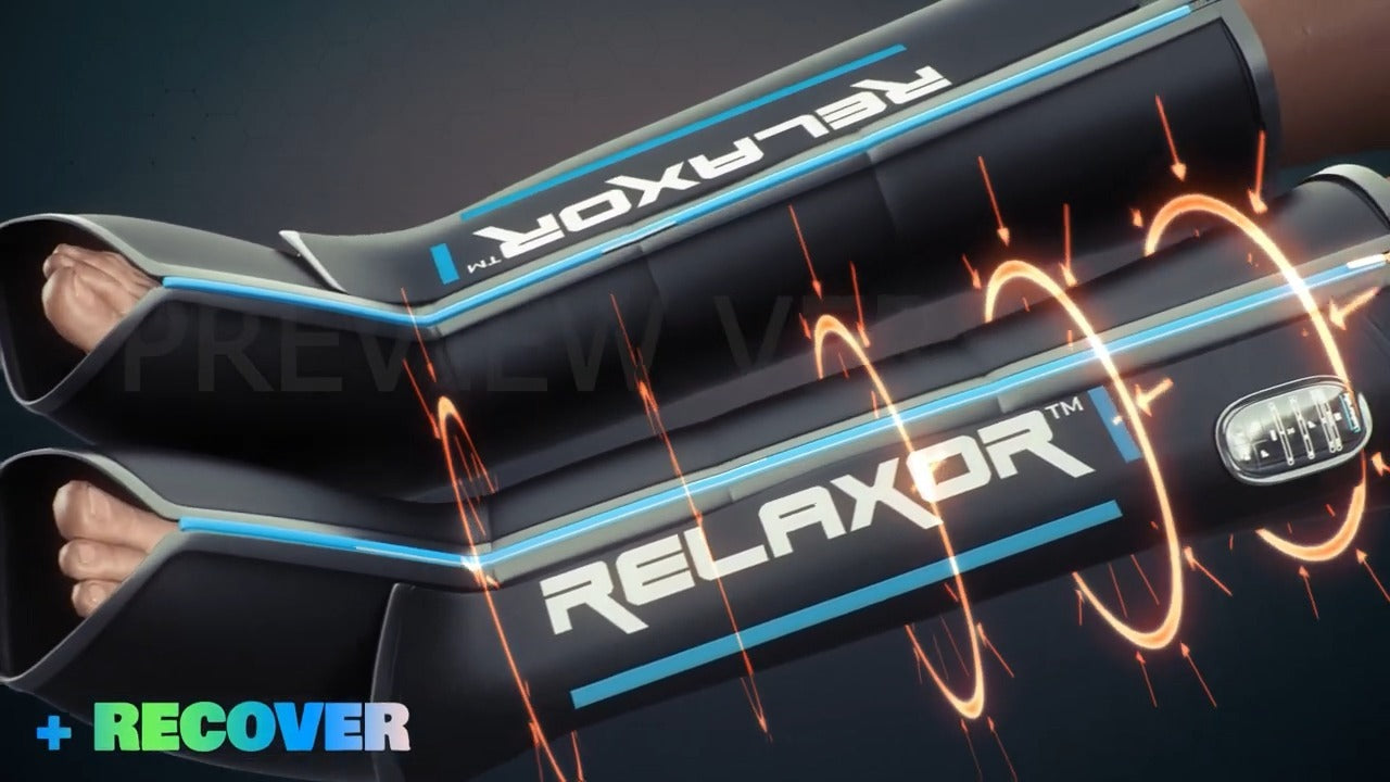 Relaxor Recover E Full Leg Recovery Therapy - Compression Sleeves for Muscle Pain Relief & Circulation - Ideal for Athletes, Runners & Post-Workout Recovery