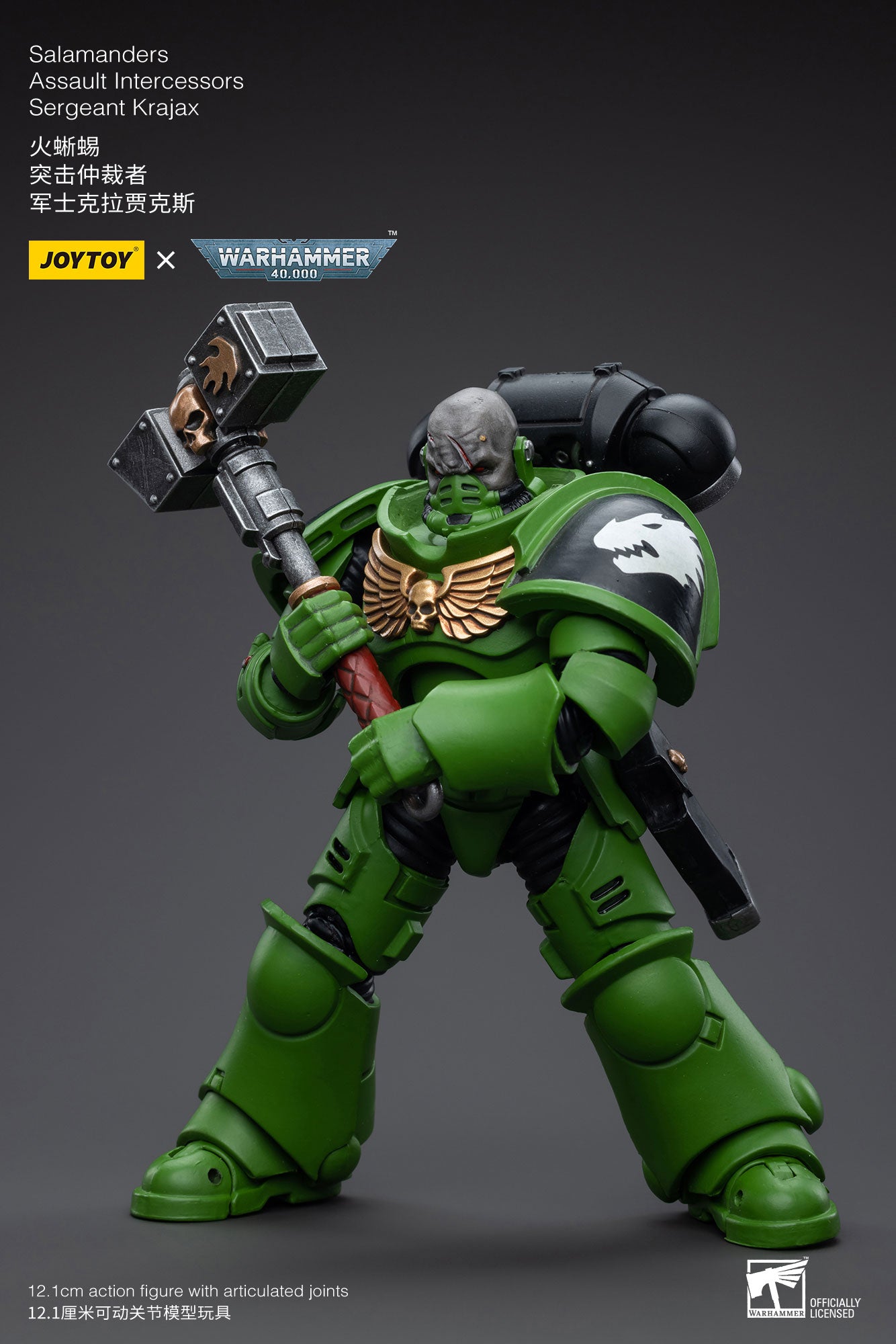 JOYTOY 1/18 Scale 3.75 Inch Warhammer 40K Salamanders Assault Intercessors Sergeant Krajax Action Figure - Collectible Miniature for Tabletop Gaming & Display