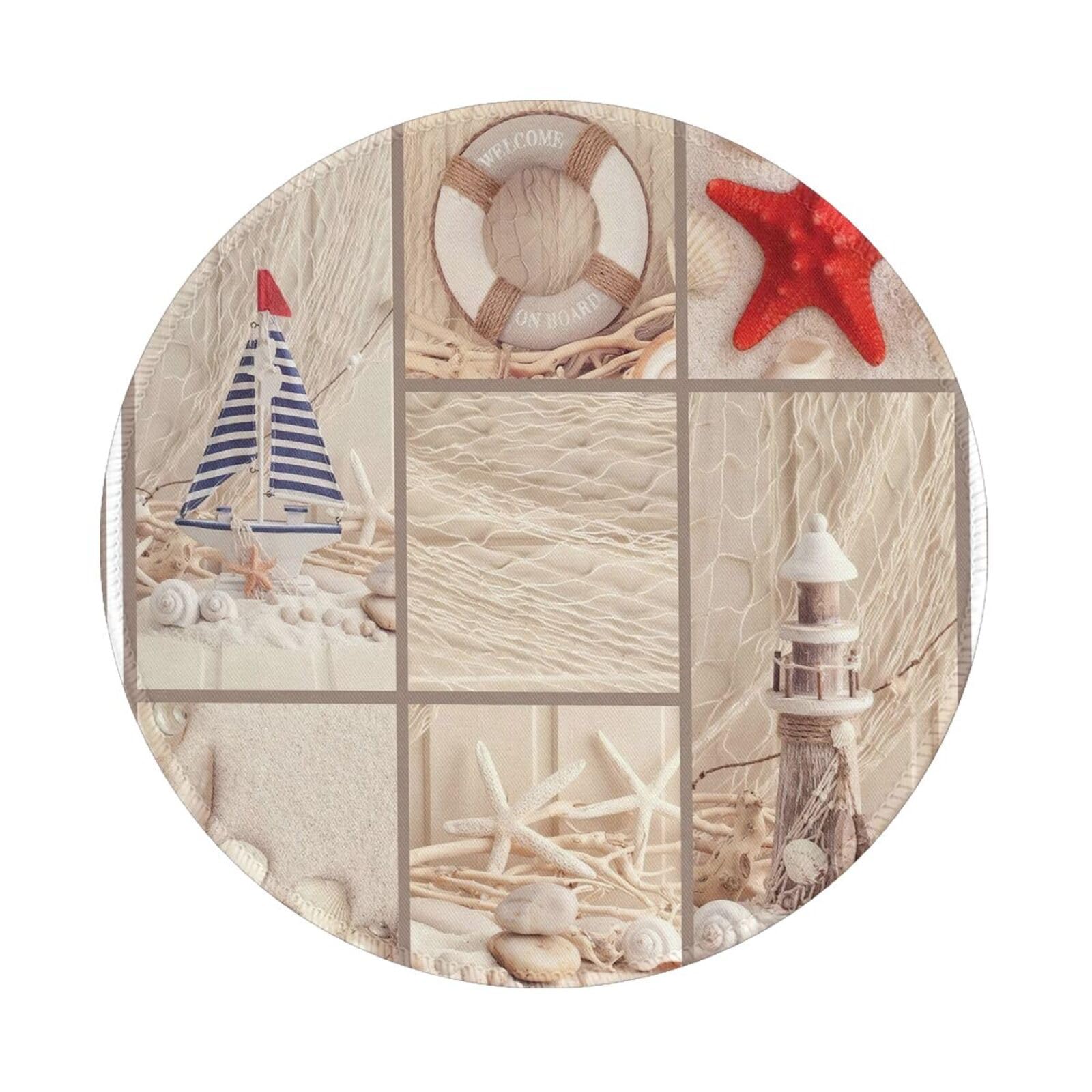 Premium Round Starfish Shell Mouse Pad 8 Inch - Non-Slip, Durable Gaming & Office Desk Mat - Perfect for Computer, Laptop, Home & Office Workspace - Beach Themed Decor for Coastal Style Desks