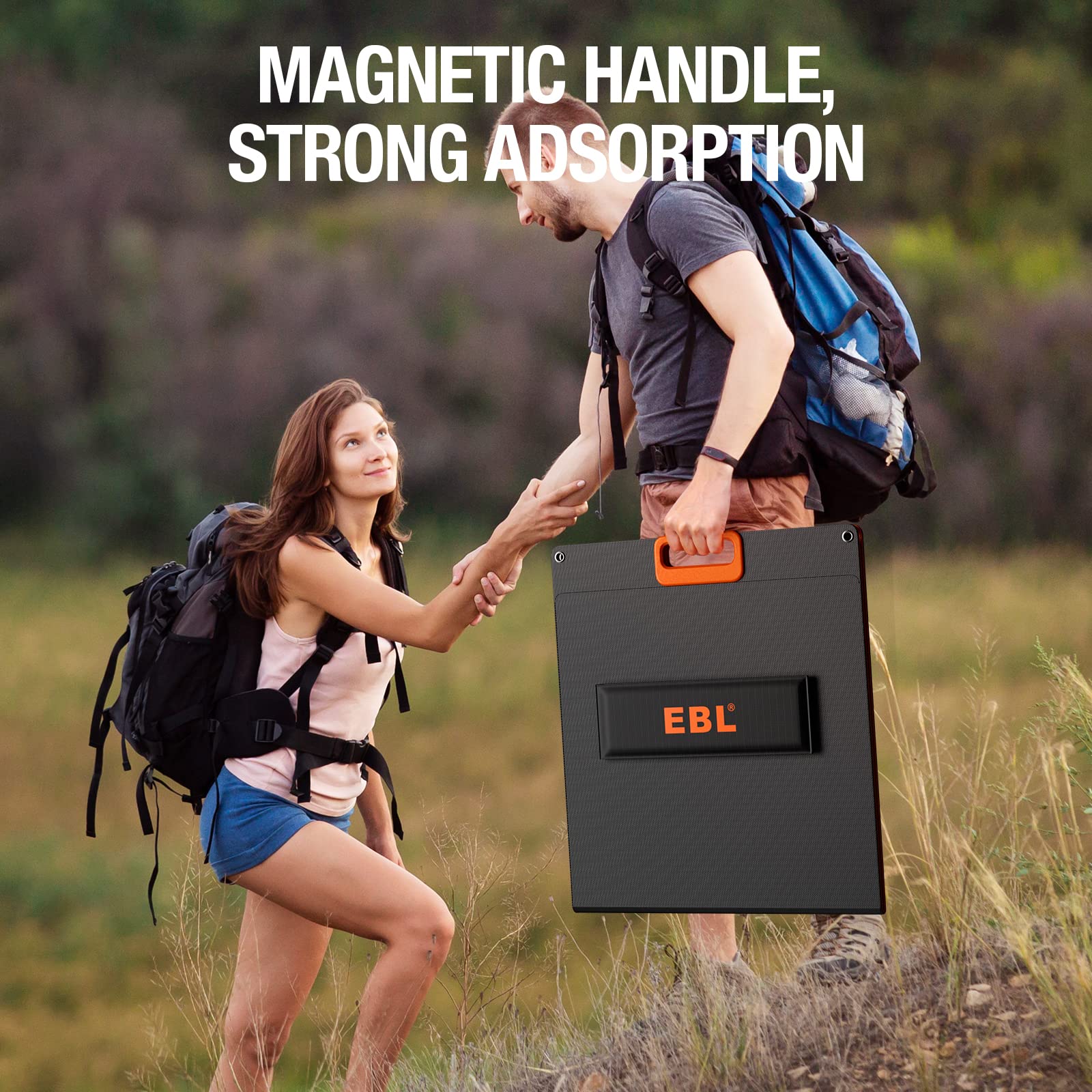 EBL 100W Portable Solar Panel with USB & DC Output - Foldable & Lightweight for Camping, Hiking, RV & Emergency Power Supply