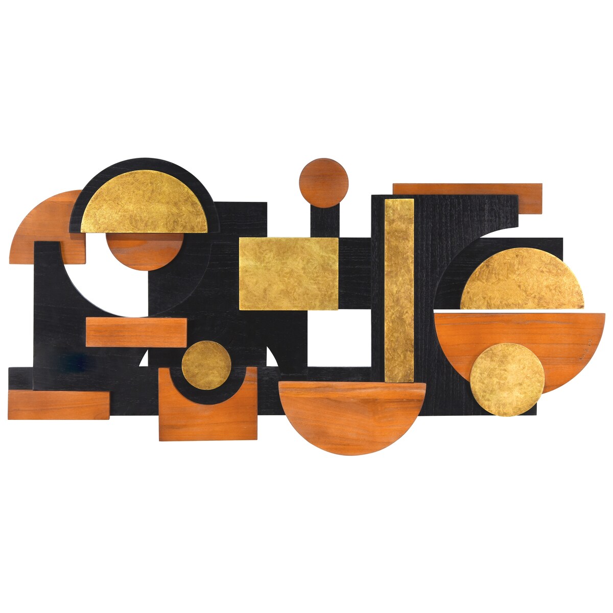 Handmade Dimensional Solid Paulownia Wood Abstract Wall Art - Amber Embraces Collection - Perfect for Living Room, Bedroom & Office Decor