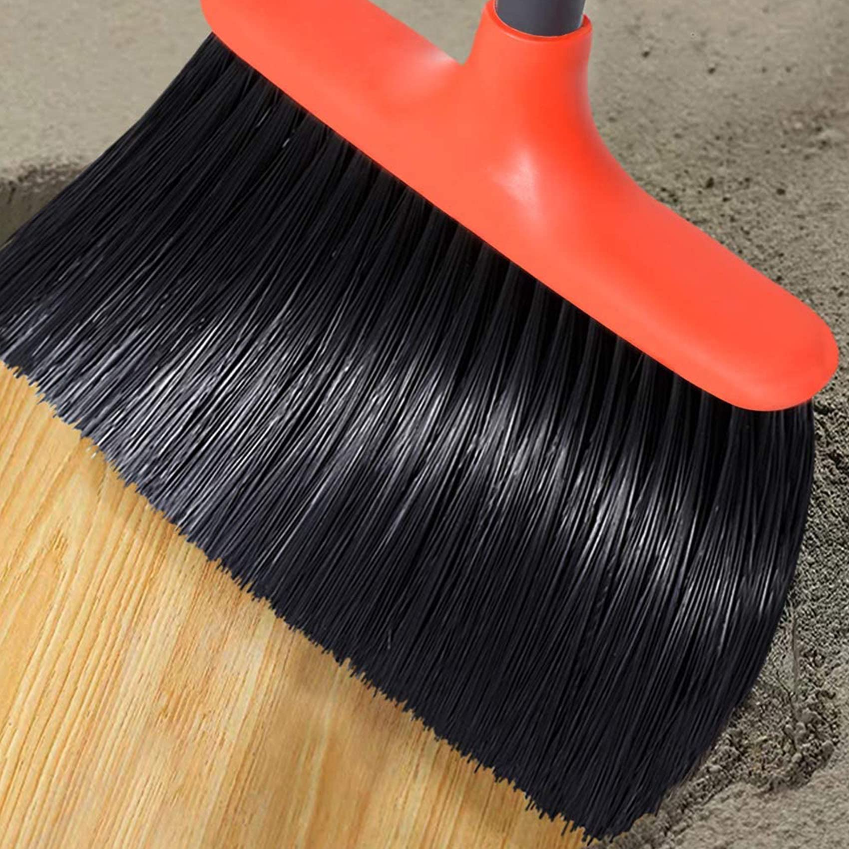 **Heavy Duty Broom and Dustpan Set with Extension Pole - Foldable, Built-in Teeth for Easy Cleaning - Ideal for Home, Office, Lobby - Space-Saving Storage Design**    *(Perfect for pet hair, hardwood floors, and quick clean-ups in kitchens, garages, and entryways!)*