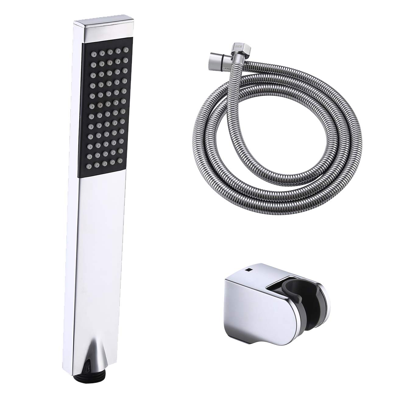 Premium KES Brass Handheld Shower Head with 5-Foot Hose - Polished Chrome Finish - Adjustable Spray Settings - Perfect for Bathrooms, Spa-Like Showers & Pet Grooming