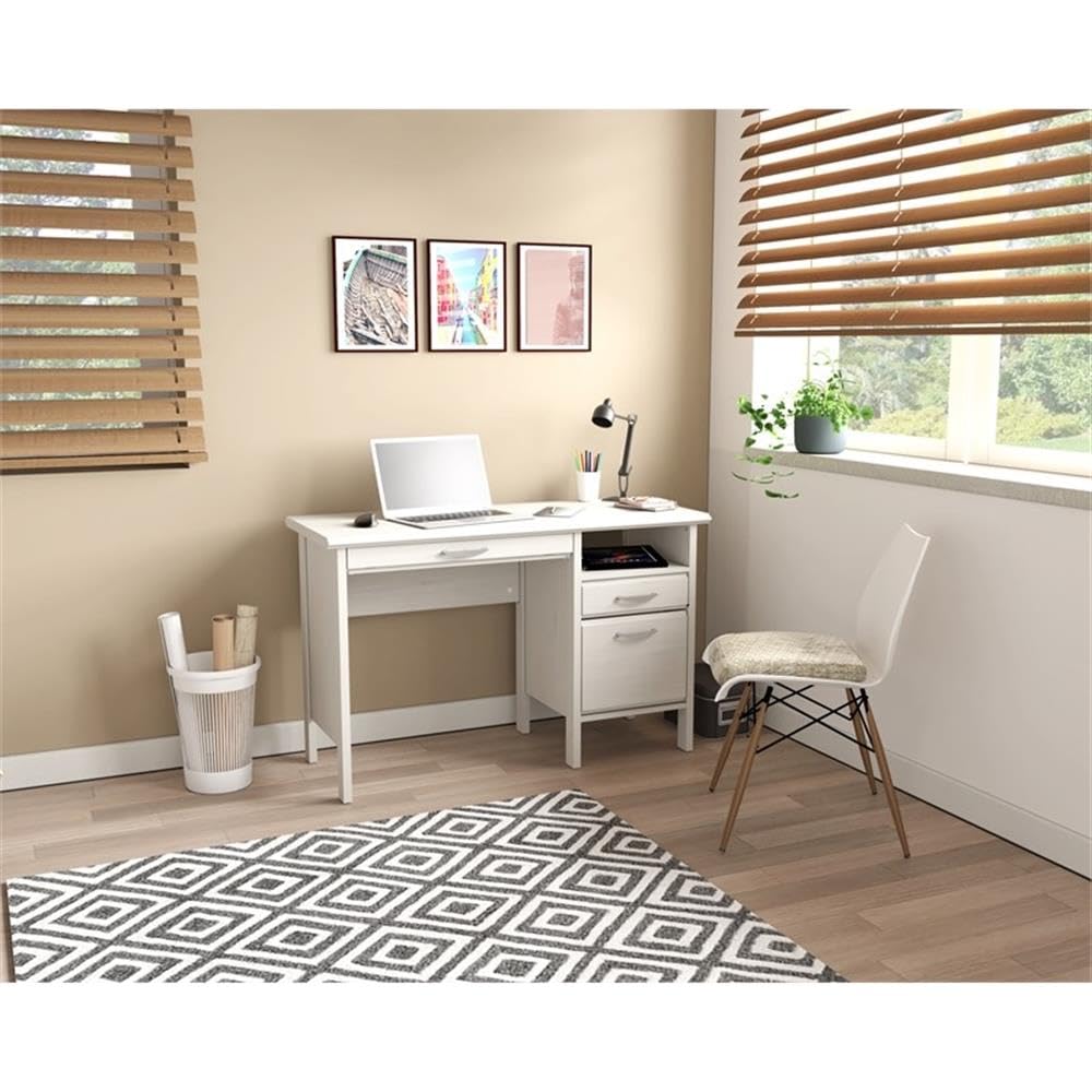 2-Drawer Computer Desk with Keyboard Tray - Washed Oak Finish, Home Office Workstation for Small Spaces, Perfect for Remote Work & Study