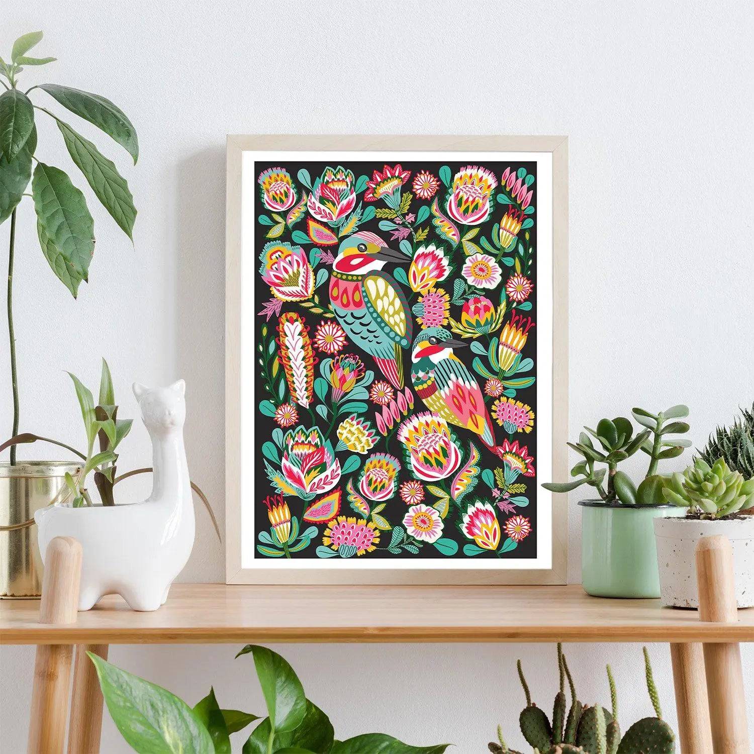 Kingfisher Birds Australian Wall Art Print - Vibrant Wildlife Home Decor for Living Room, Bedroom & Office | Nature-Inspired Canvas Painting