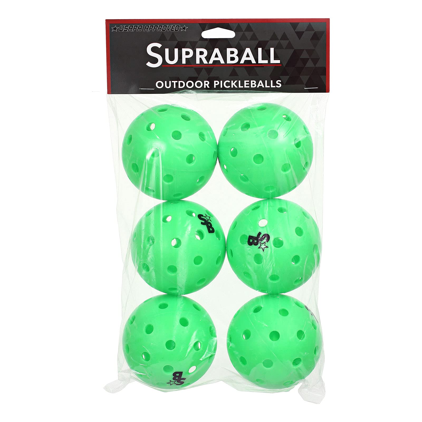 USAPA Approved SB Pickleball Balls 6 Pack - Professional Tournament Outdoor Balls with Supra-40 Holes | Neon Green Color | Hard Bounce for Competitive Play | Perfect for Backyard Games, Club Tournaments & Family Fun