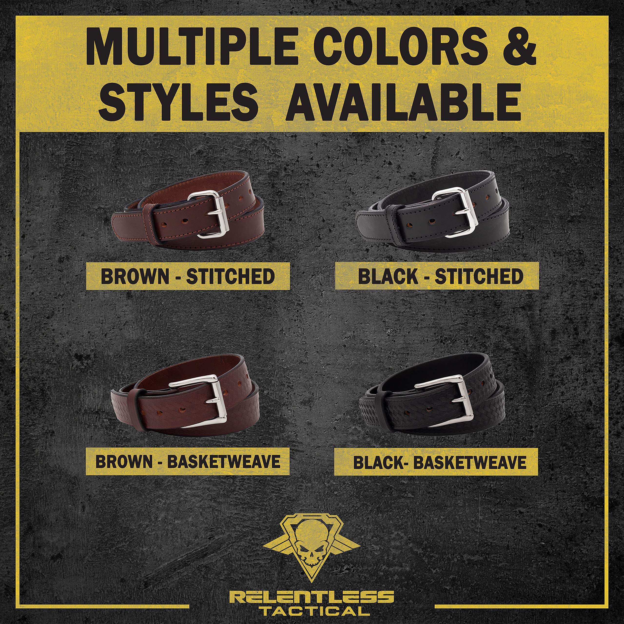Relentless Tactical Ultimate Gun Belt for Men - Premium USA Made Concealed Carry Belt (CCW) | Durable Leather Gun Belt for Everyday Wear, Range Training & Outdoor Activities