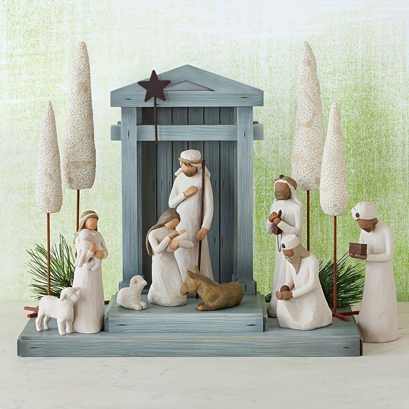 Hand-Painted Nativity Figurine Set - Religious Christmas Decor for Home, Church & Wedding - Unique Holiday Gift for Collectors & Christian Families