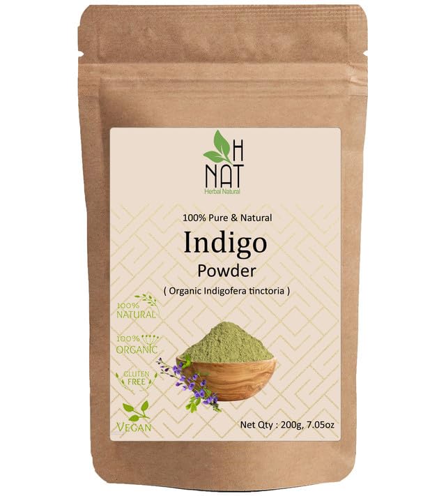 Natural Indigo Powder (Indigofera Tinctoria) for Hair Coloring - 200g | Safe Hair Blackening Dye | Protects Hair from Damage | Perfect for DIY Hair Care & Natural Beauty Treatments