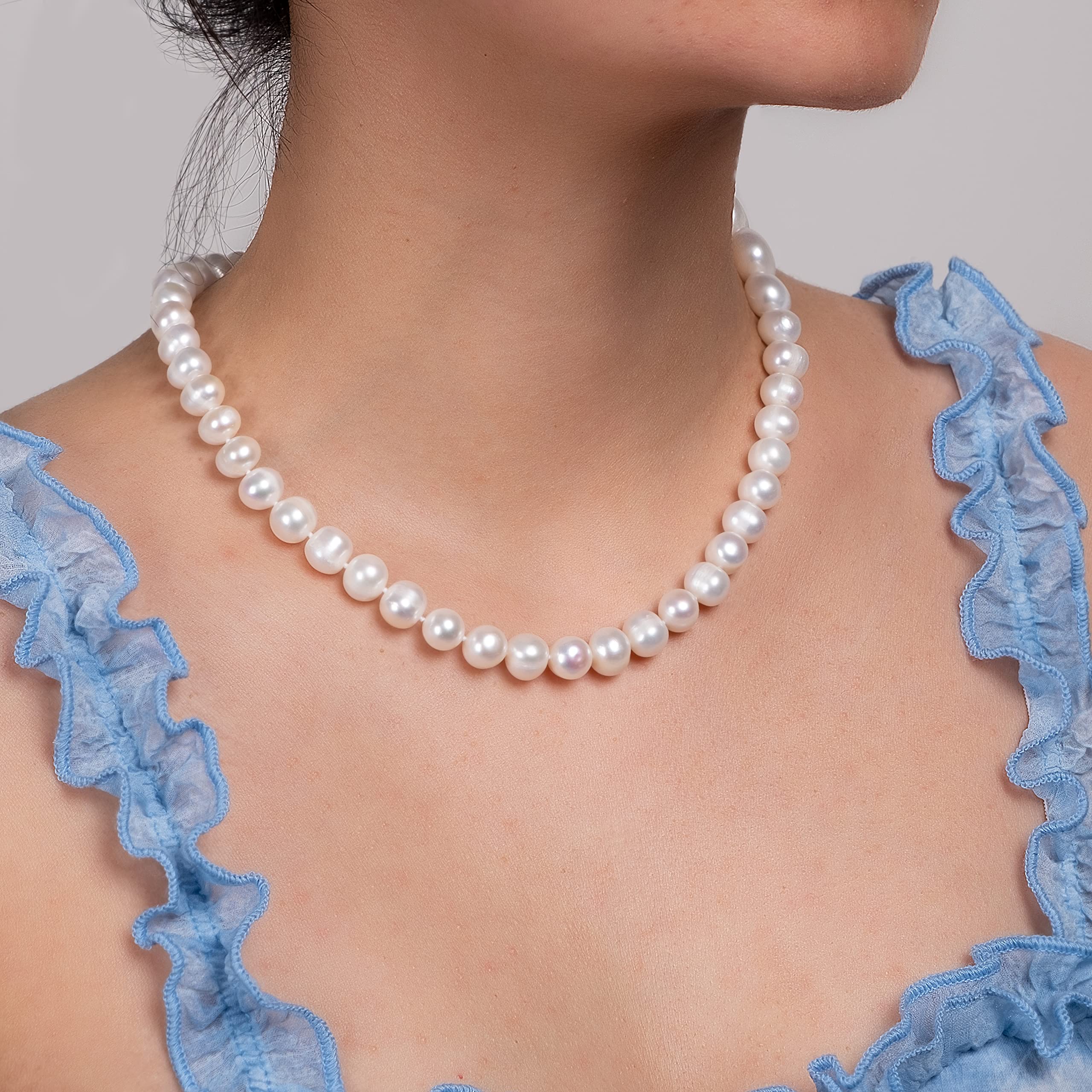 AAAAA Grade Genuine Freshwater Cultured Pearl Necklace for Women - Elegant Fine Jewelry Gift for Her - Perfect for Weddings, Anniversaries & Special Occasions