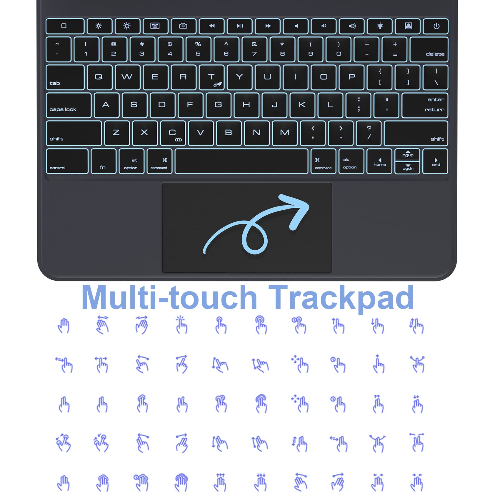 Premium Magnetic Keyboard Case for iPad Pro 12.9 Inch (6th/5th/4th/3rd Gen) - Backlit Keyboard, 24 Color Options, Floating Cantilever Stand with Touchpad (Gray) | Perfect for Work, Study & Travel