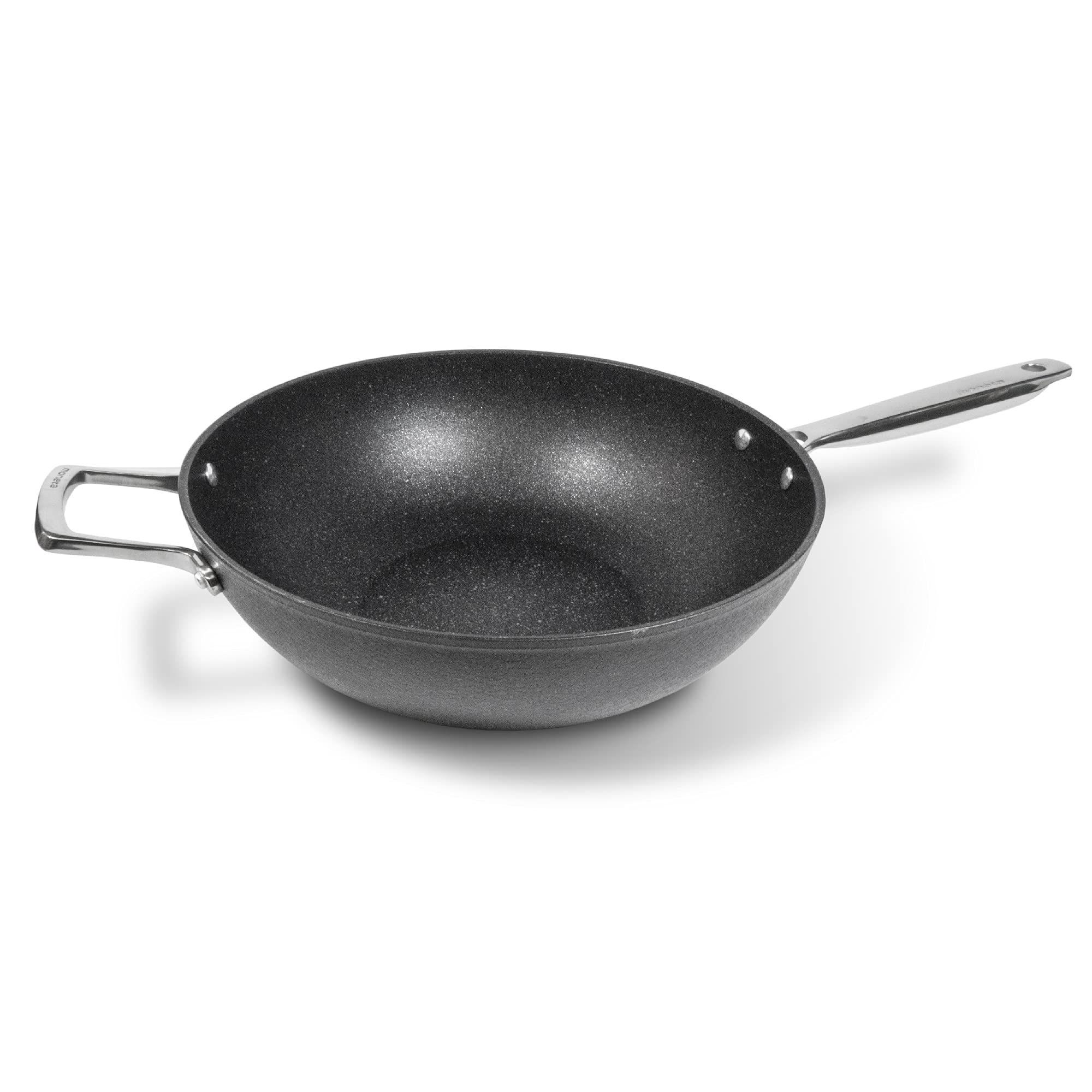 32cm Moneta Armonia Wok Pan with Handle & Helper Handle - Premium Carbon Steel Stir Fry Pan for Gas, Induction & All Cooktops - Perfect for Asian Cooking, Stir Frying, Sautéing & Deep Frying