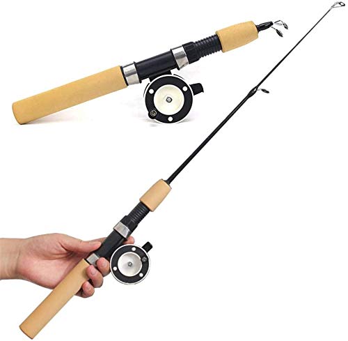 Compact Telescopic Fishing Rod - Carbon Fiber, Anti-Slip Wood Handle for Winter Ice Fishing - 100cm Portable Bait Casting Rod