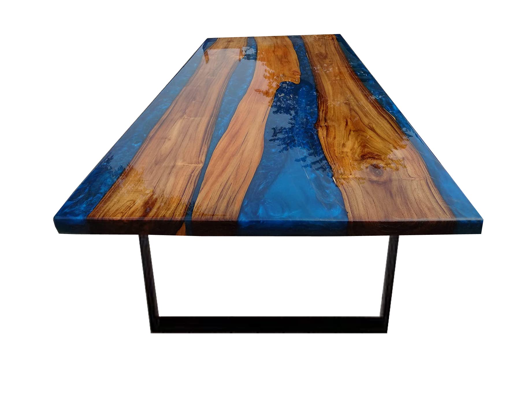 Handmade Epoxy River Table with Live Edge Wood - Natural Wood Dining Table for Kitchen & Dining Room - Unique Resin Coffee Table for Home & Office Decor