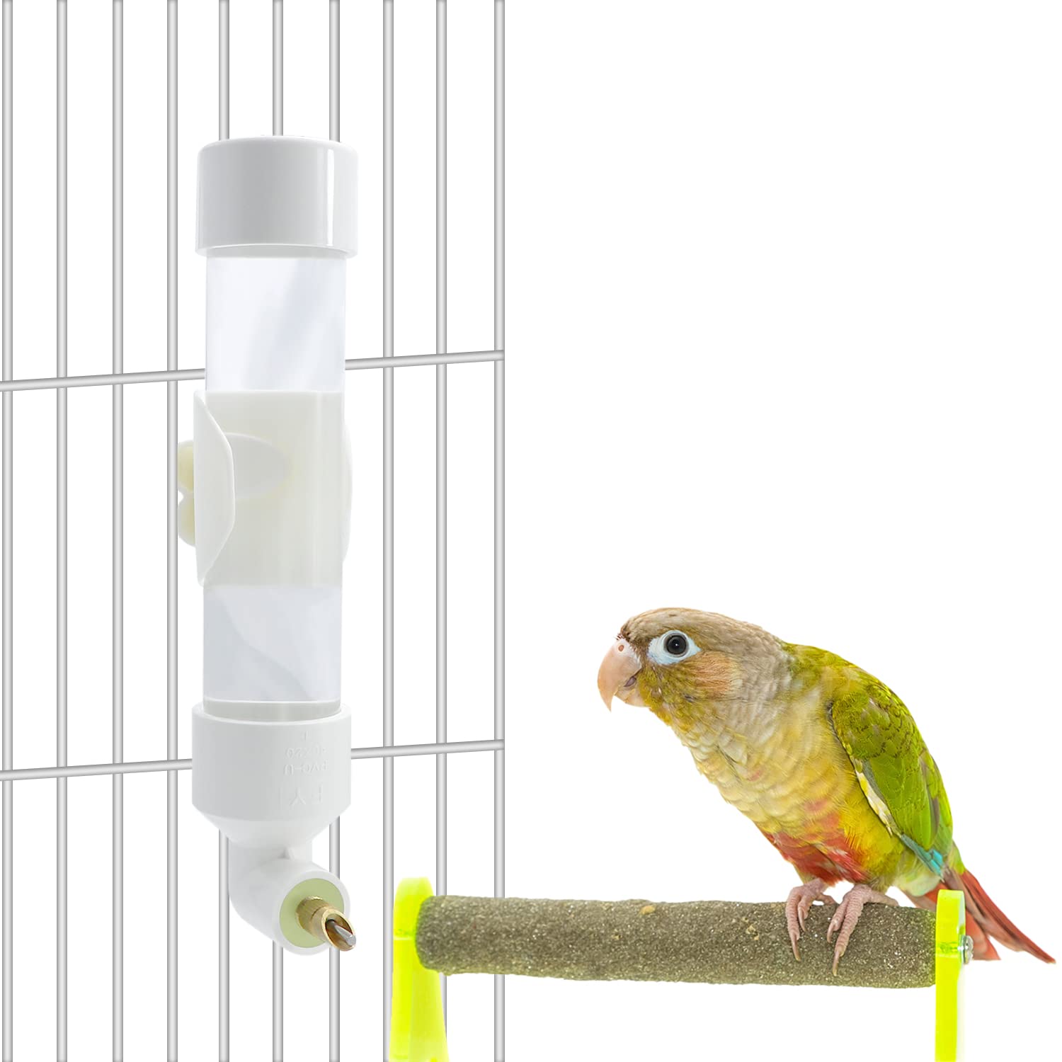 Automatic Bird Water Dispenser for Parrots, Parakeets, Cockatiels, Conures & Caiques - Small/Medium Size Pet Bird Water Feeder - Perfect for Cages, Aviaries & Travel Use