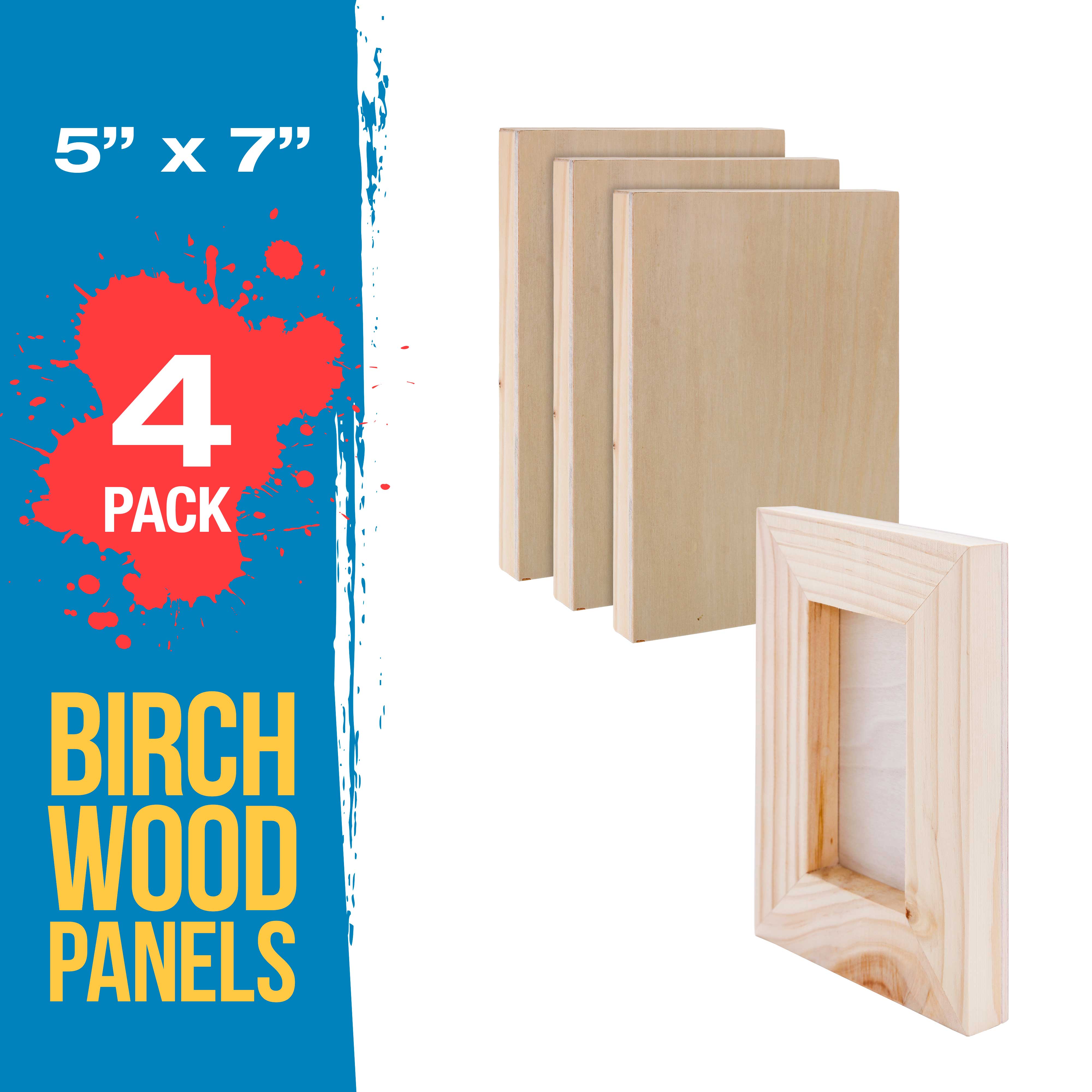 5 x 7 Unfinished Cradled Wood Panels for Painting - 4 Pack Deep 1.5