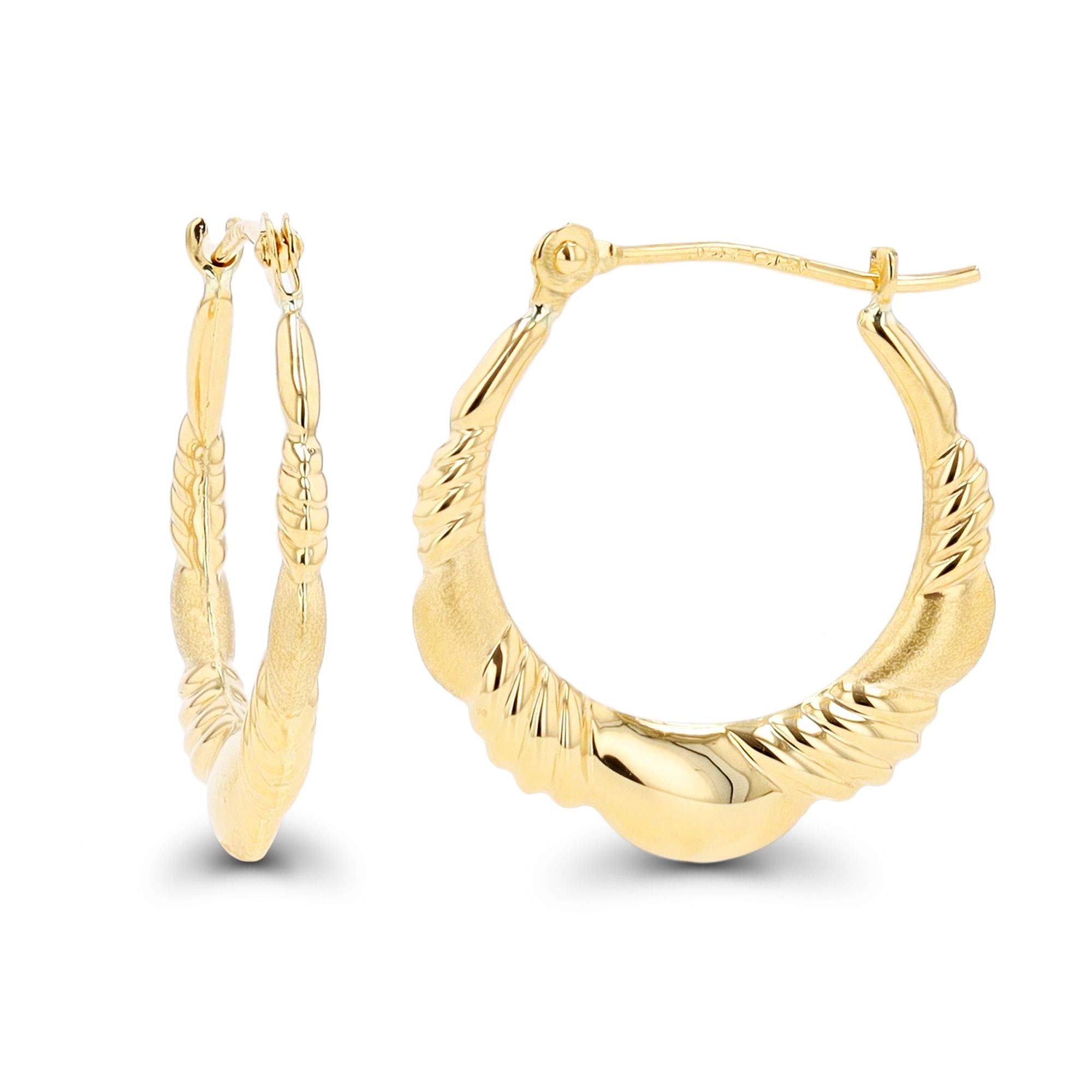 14K Solid Gold Twist Hoop Earrings for Women - Hypoallergenic Sensitive Ears - 21mm Polished & Satin Finish Hoops - Perfect for Everyday Wear, Date Night & Special Occasions