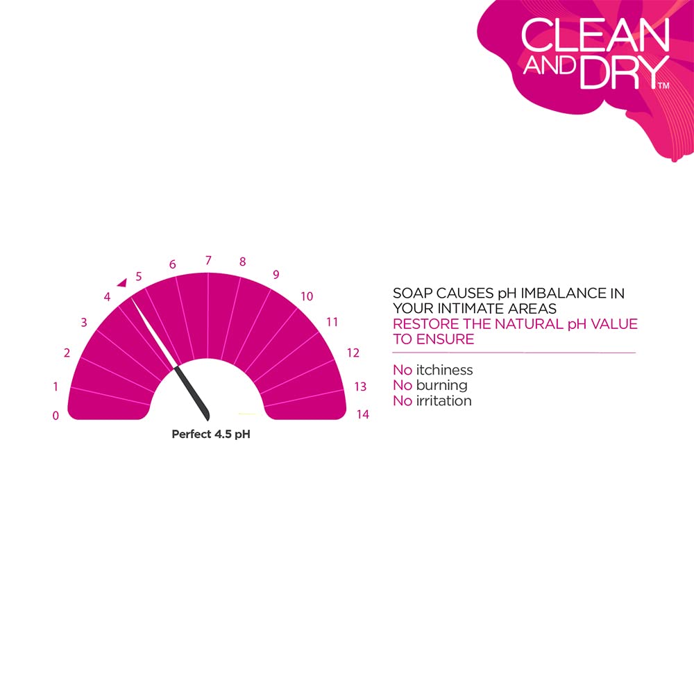 Clean & Dry Intimate Wash for Women – pH Balanced Vaginal Hygiene Wash, Antibacterial & Soothing Formula for Daily Use, Prevents Itching & Infections, 190ml – Perfect for Sensitive Skin & Post-Workout Freshness