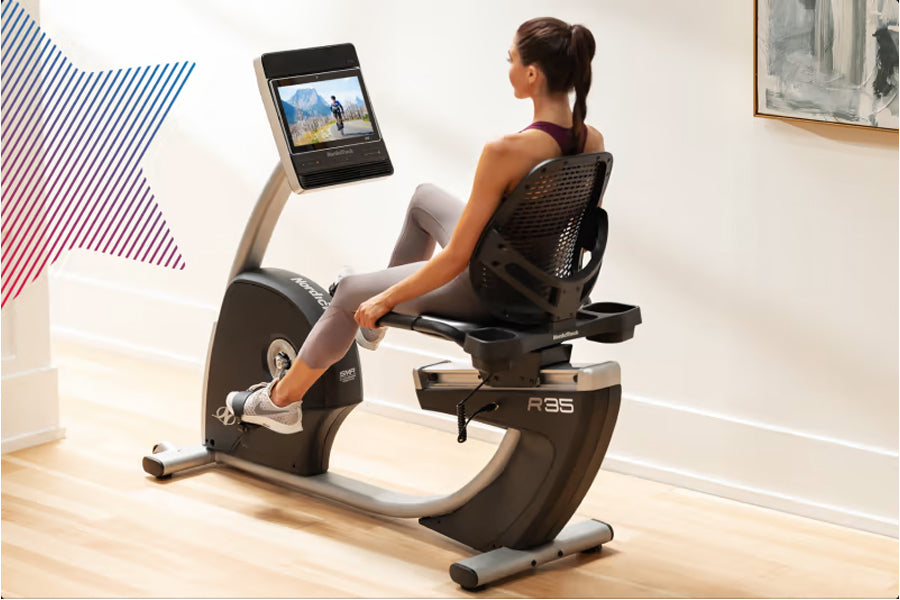 NordicTrack Commercial R35 Recumbent Exercise Bike - Indoor Cycling Bike for Home Gym, Low-Impact Cardio Workout for Seniors & Rehabilitation - Perfect for Small Spaces & Apartment Fitness