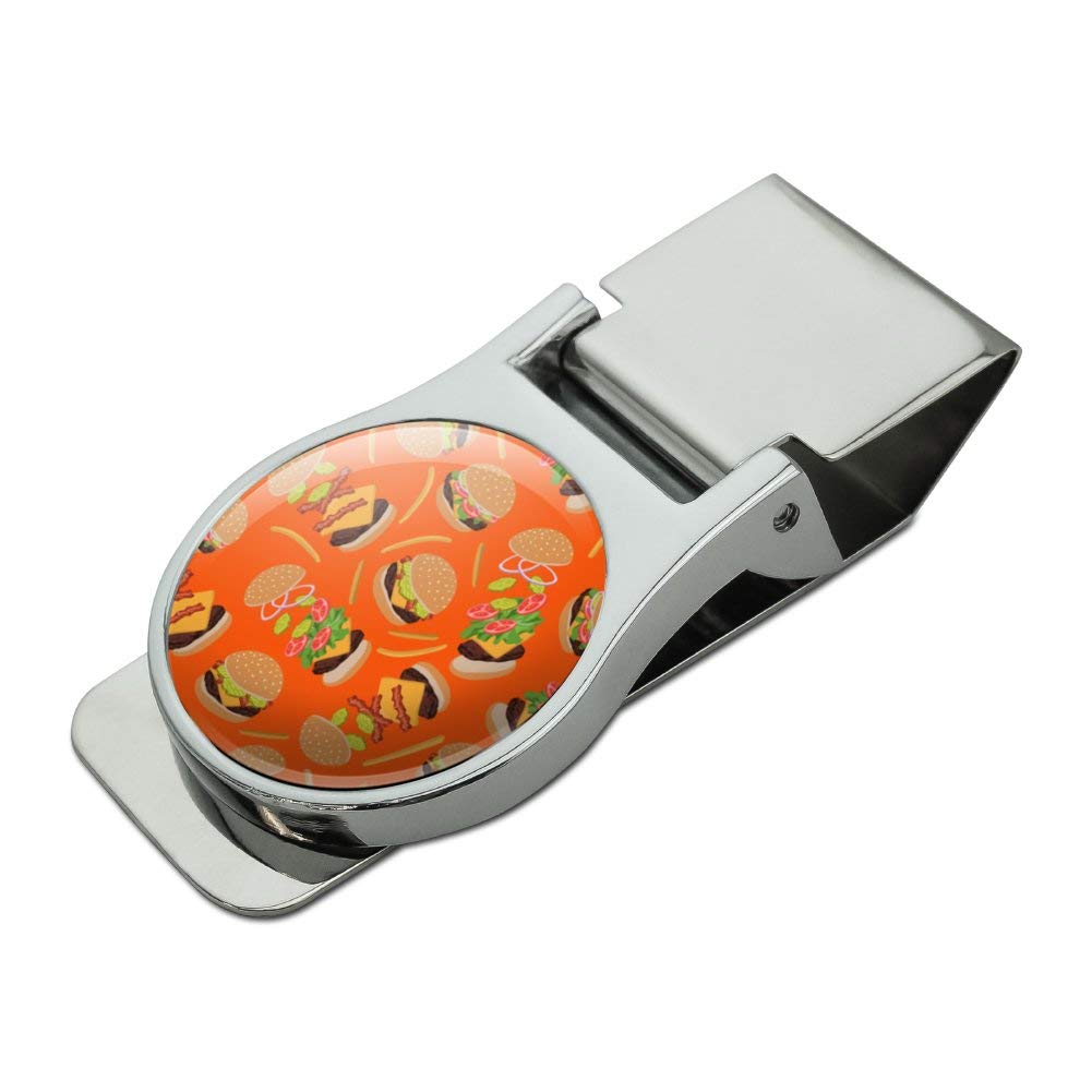 Hamburger Cheeseburger with Fries & Bacon Money Clip - Satin Chrome Plated Metal Wallet Accessory | Perfect for Cash, Cards & Gift Giving