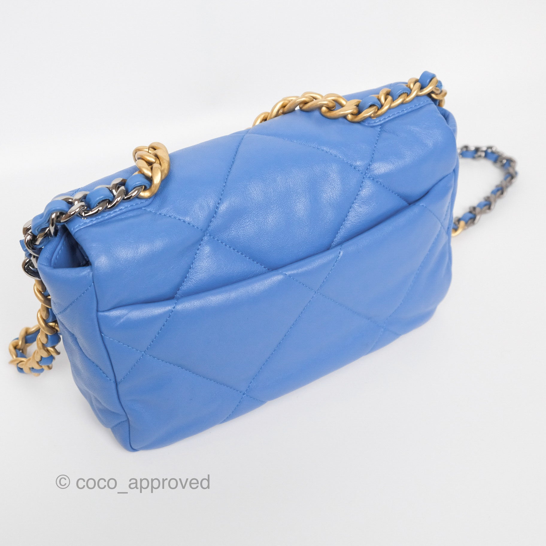 Chanel 19 Small Blue Leather Flap Bag with Mixed Hardware - Luxury Designer Handbag for Women, Perfect for Everyday Use & Special Occasions