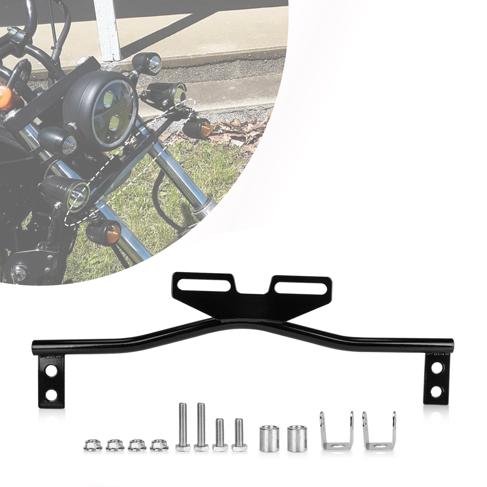 PSLER Universal Black Motorcycle Light Bracket Bar for Dyna Super Glide Road - LED Spot Fog Driving Passing Turn Signal Light Mounting Kit | Perfect for Night Riding, Off-Road Adventures & Custom Bike Builds