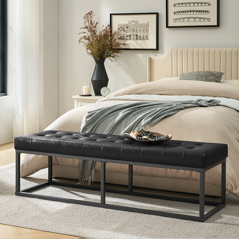 Amparo Mid Century Modern Bench with Sturdy Metal Base - Perfect for Living Room, Bedroom, or Entryway Seating