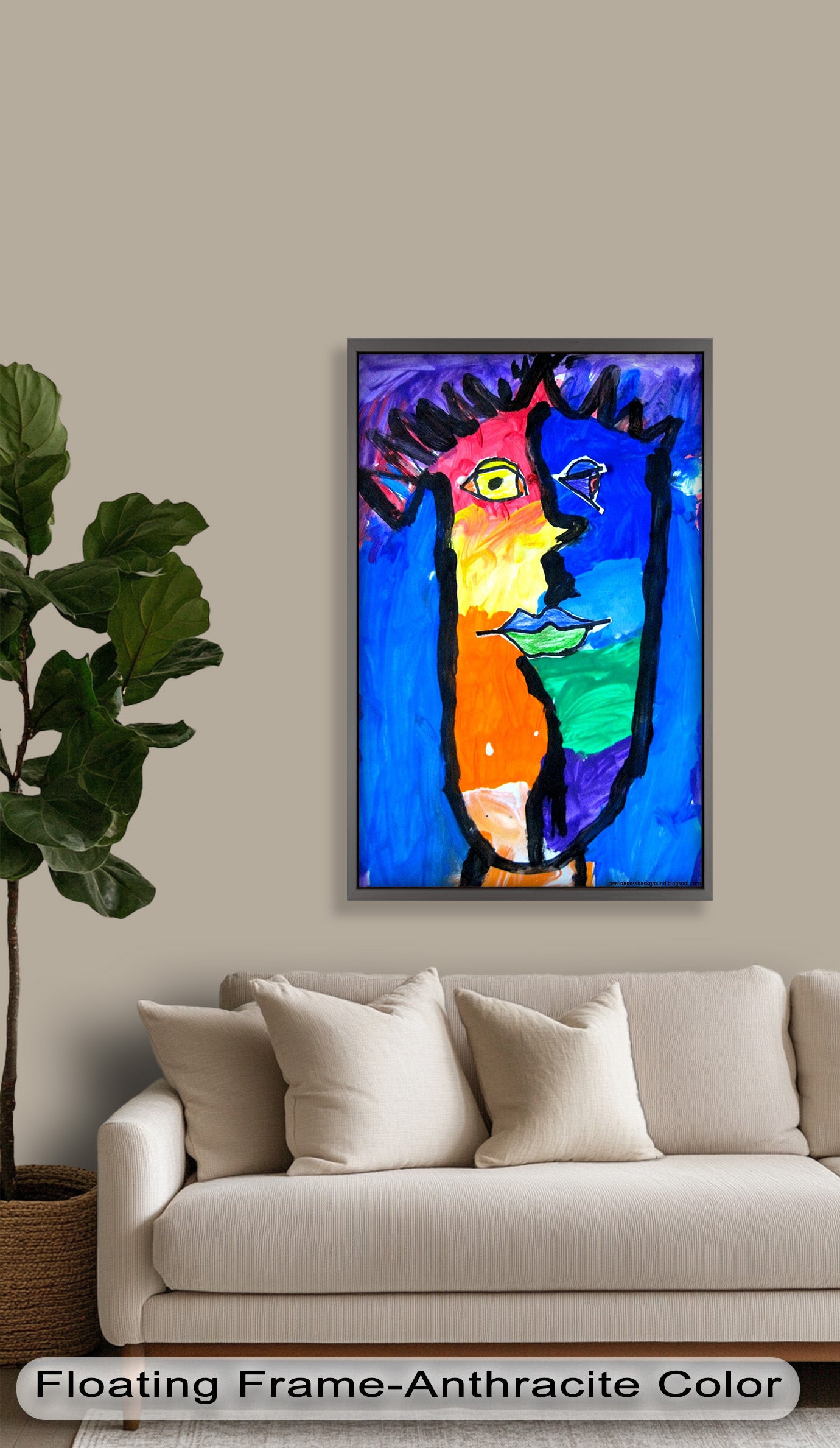 Vibrant Abstract Face Wall Art - Modern Pop Art Oil Painting for Living Room, Bedroom & Office Decor