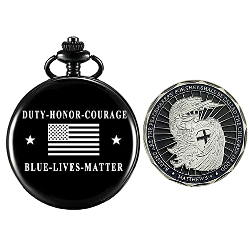 Military Challenge Coin Pocket Watch for Veterans - Best Veterans Day Gift Idea for Men & Women - Perfect for Retirement, Appreciation & Special Occasions