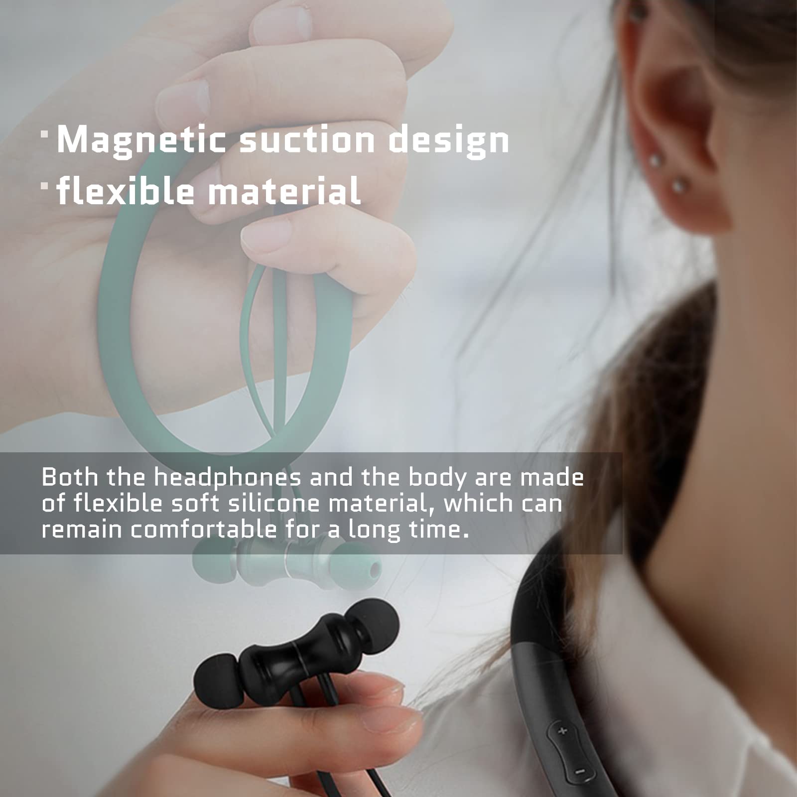 Wireless Bluetooth Earbuds with Noise Cancelling Mic & 400H Standby - Neckband Sports Headphones for Running, Gym & Workout | Perfect for Commuting, Travel & Office Use