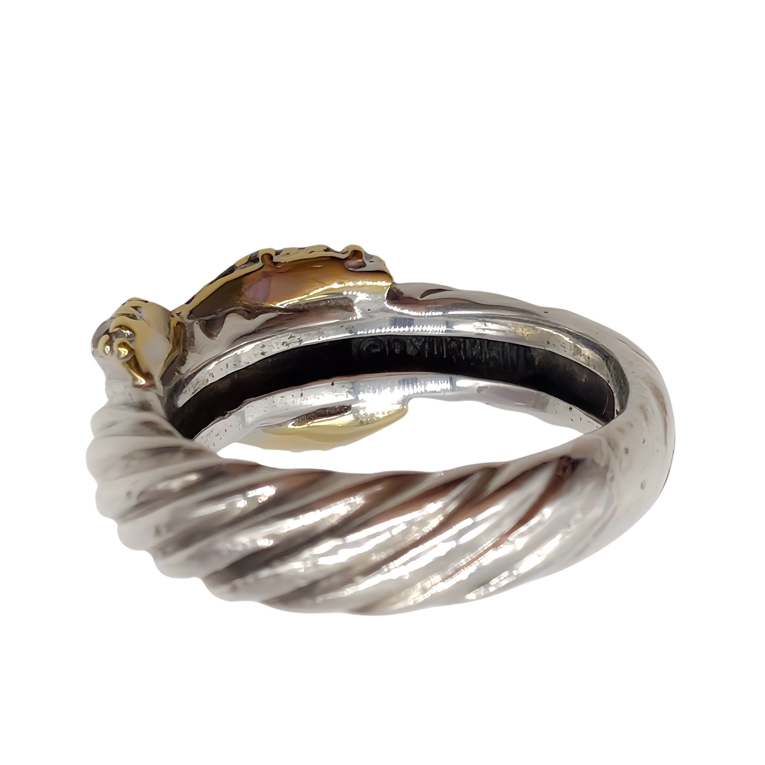 David Yurman 18K White Gold & Sterling Silver X Ring with Diamonds - Elegant Jewelry for Women, Perfect for Weddings, Anniversaries & Special Occasions