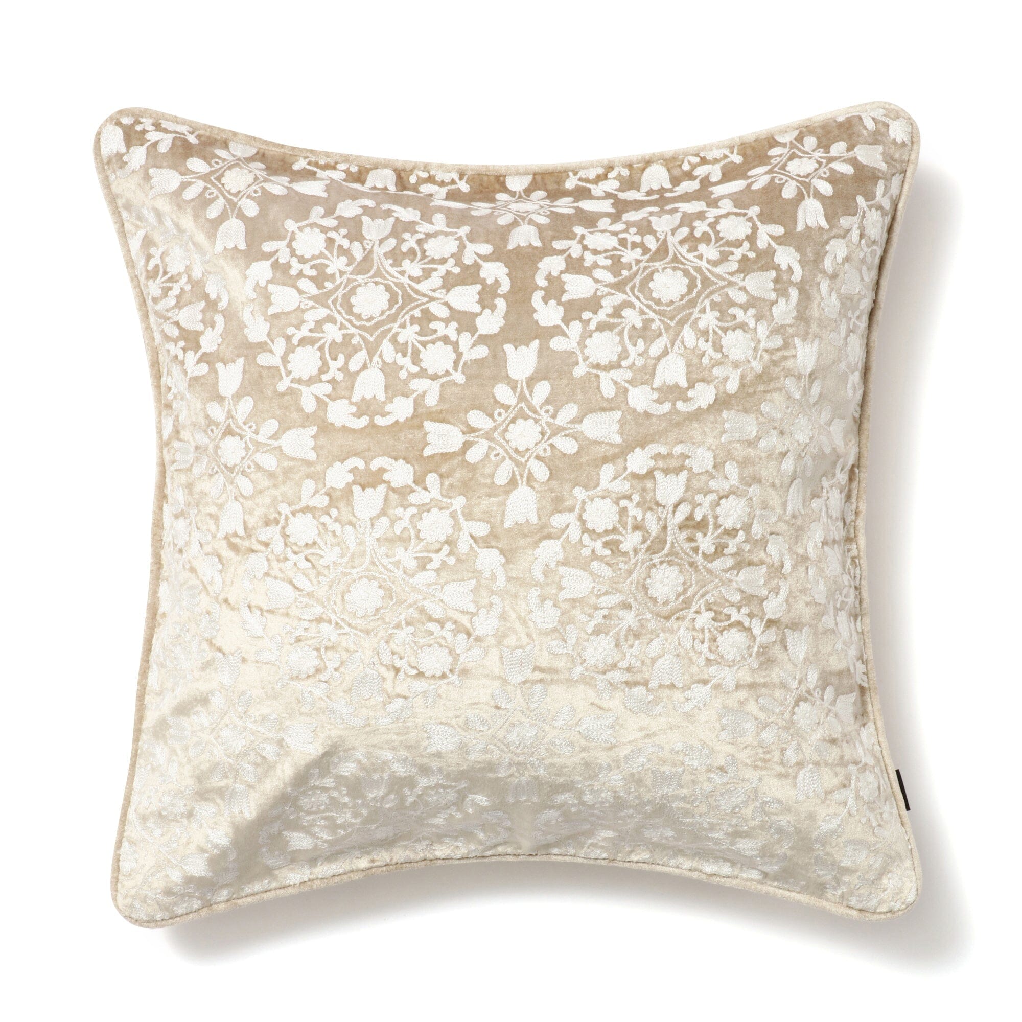 Embroidered Decorative Cushion Cover 18x18 Inches Beige - Elegant Home Decor for Sofa, Bed, and Living Room