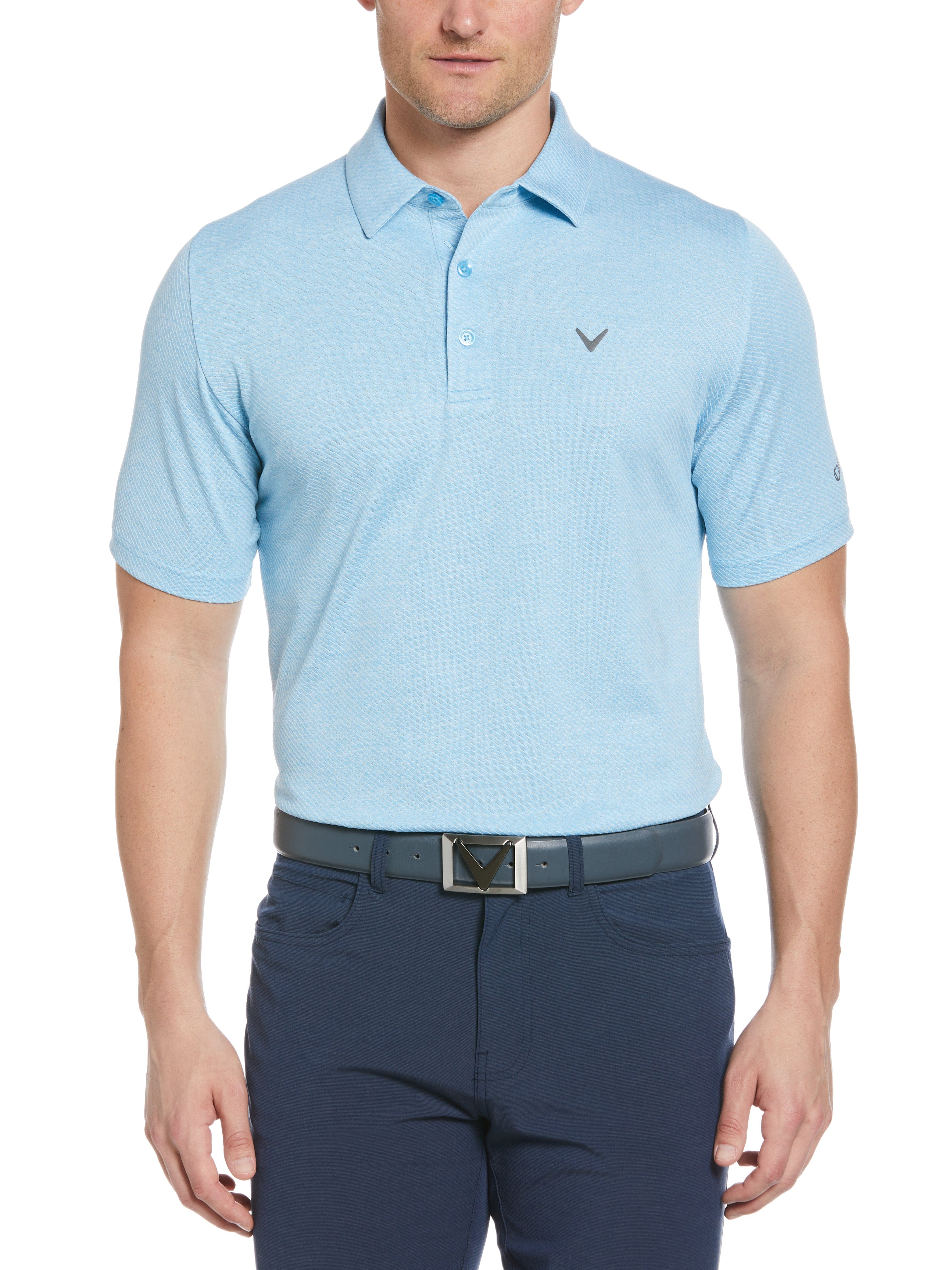 Men's Breathable Swing Tech™ Ventilated Heather Jacquard Polo Shirt - Perfect for Golf, Tennis & Casual Wear