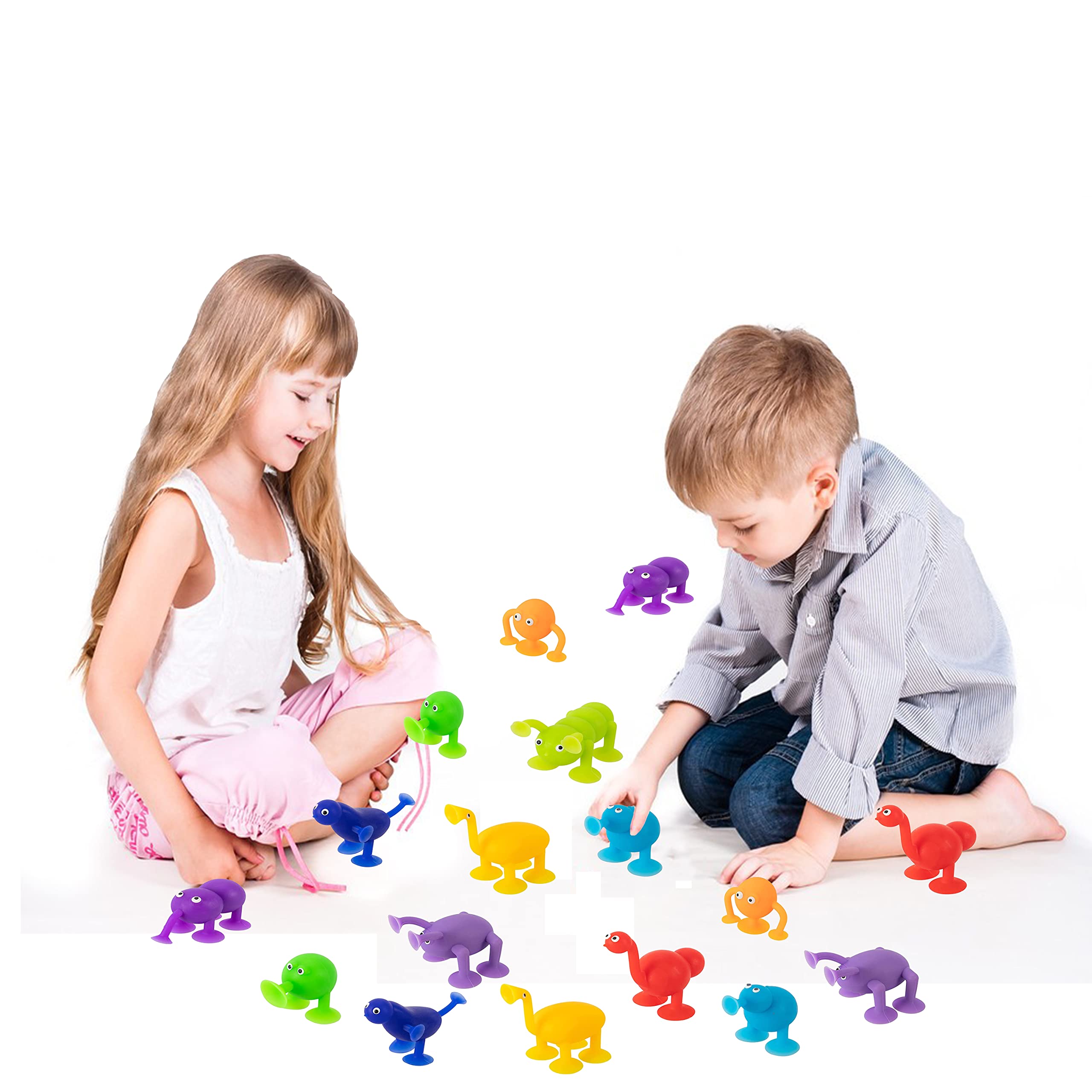 BAIVYLE 18-Pack Animal Pop Sucker Toys - Stacking Bath Toys for Toddlers 3-8 Years - Fun Learning & Playtime