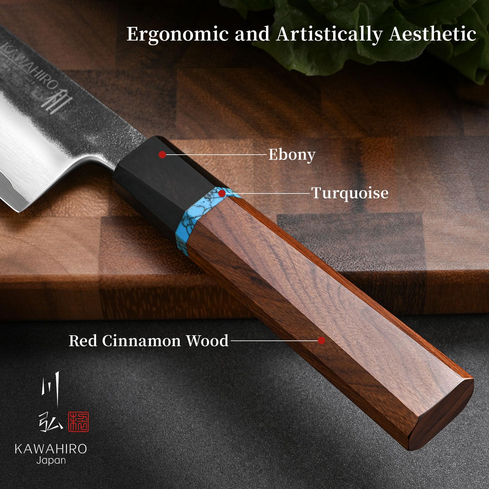 Premium Japanese VG10 Steel Chef Knife 210mm - Handcrafted Black Forged Kitchen Knife with Ergonomic Handle - Professional Chef's Gift for Men & Women - Luxury Wooden Gift Box - Ideal for Sushi, Meat Cutting & Home Cooking